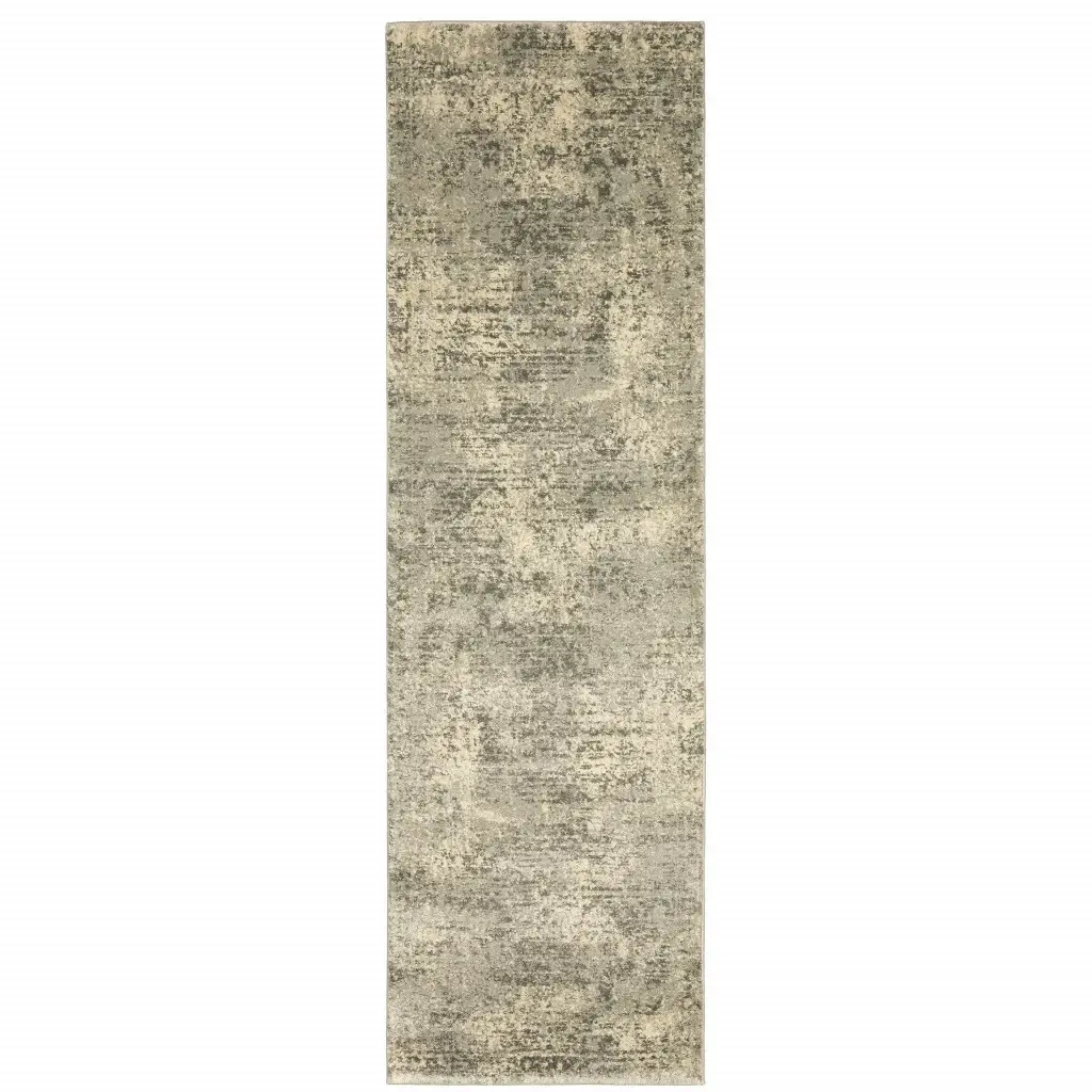 2' X 8' Grey Ivory Beige And Taupe Oriental Power Loom Stain Resistant Runner Rug - Image 2
