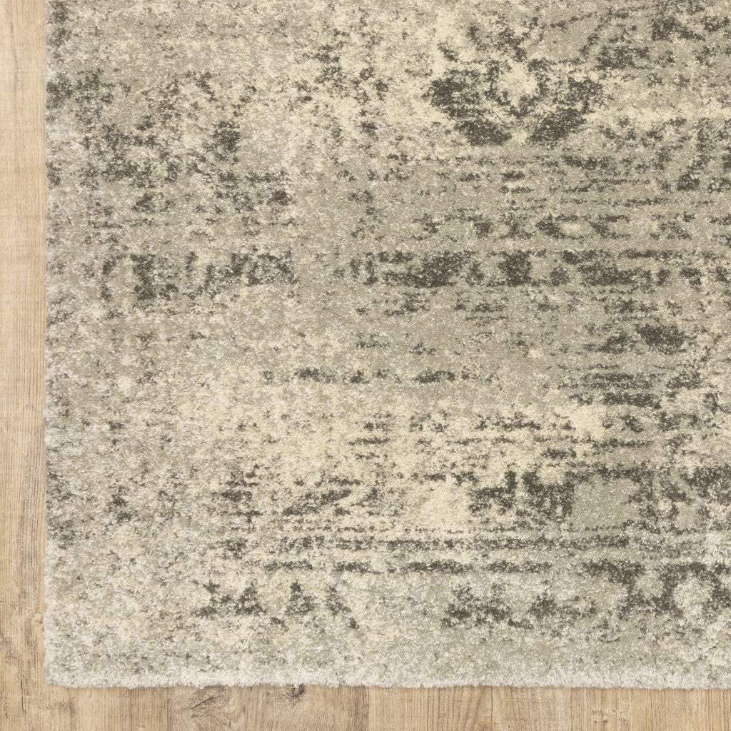 2' X 8' Grey Ivory Beige And Taupe Oriental Power Loom Stain Resistant Runner Rug - Image 4