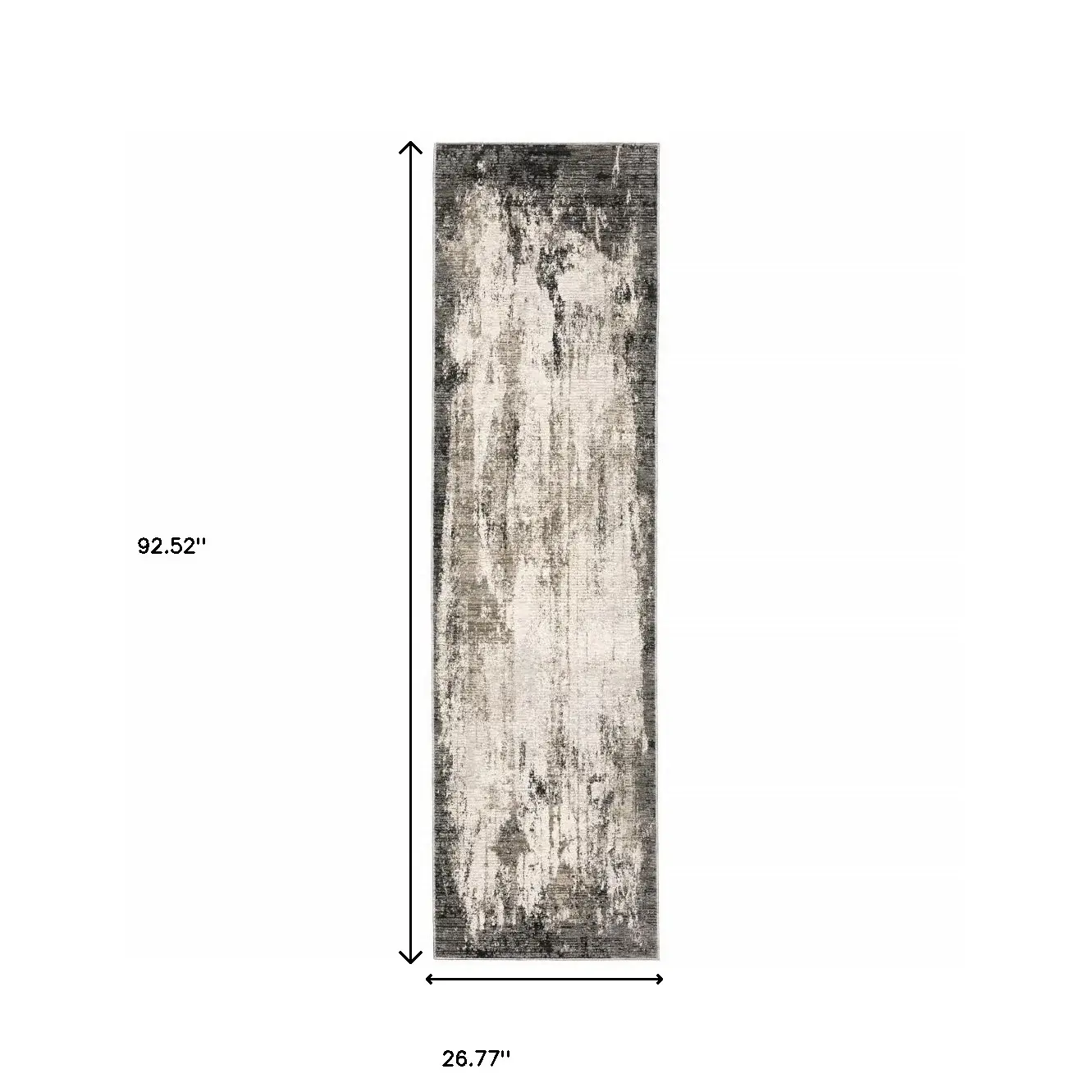 2' X 8' Grey Ivory Charcoal Tan Black And Beige Abstract Power Loom Stain Resistant Runner Rug - Image 3