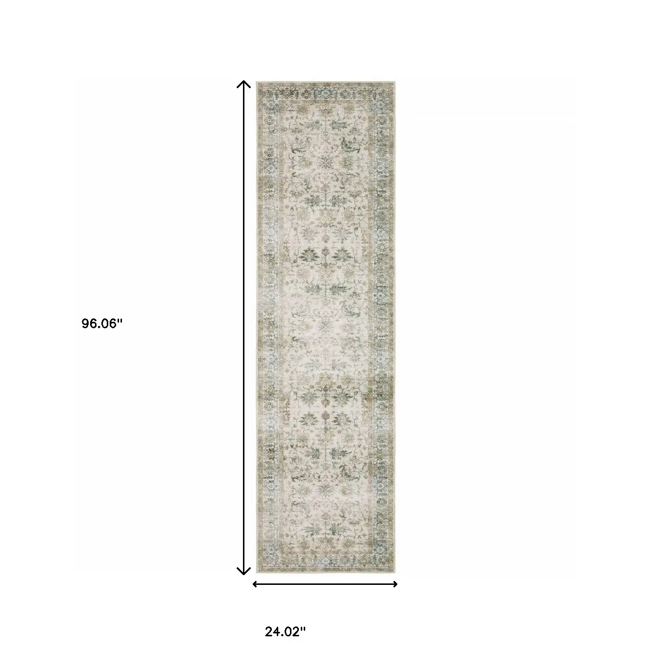 2' X 8' Grey Orange Blue Gold Green And Rust Oriental Printed Stain Resistant Non Skid Runner Rug - Image 3
