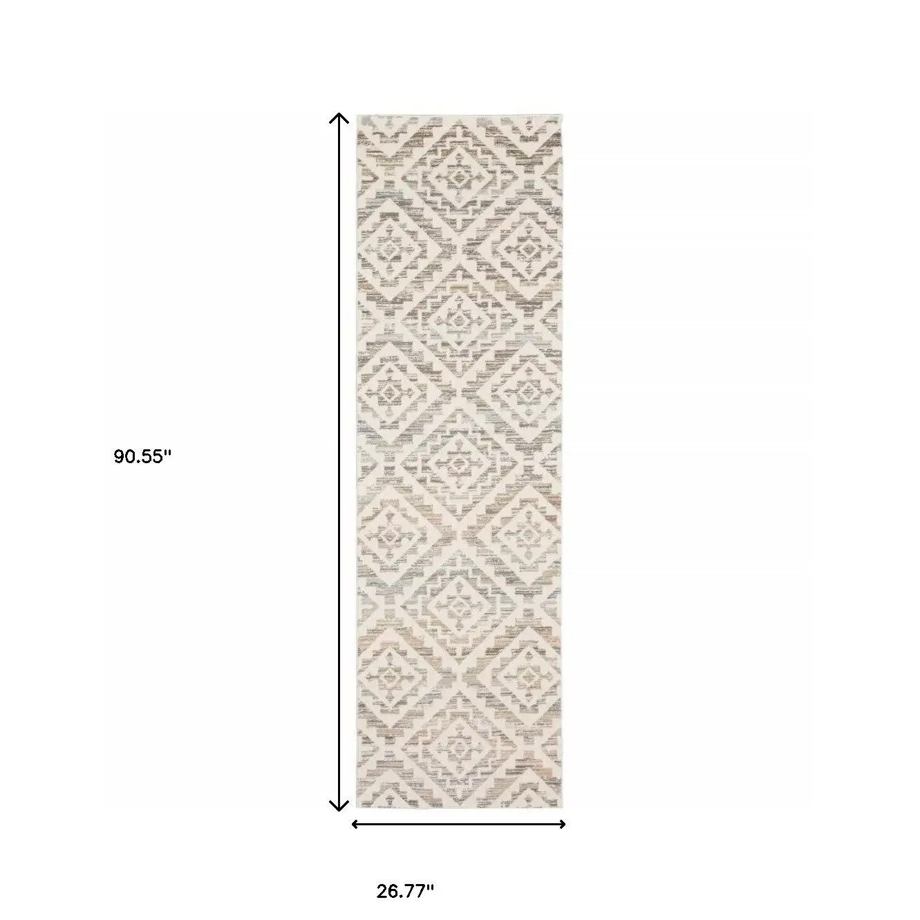2' X 8' Grey Pink And Sage Geometric Power Loom Stain Resistant Runner Rug - Image 3