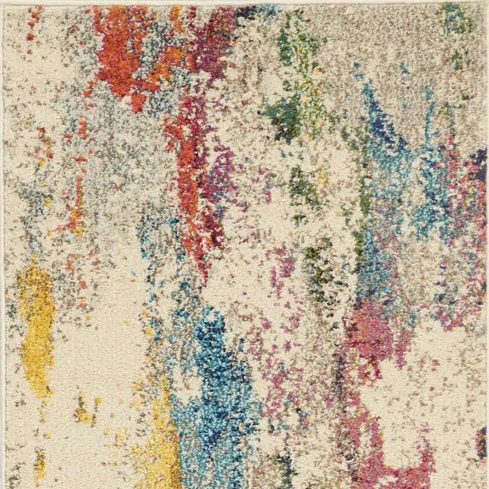 2' X 8' Ivory Abstract Power Loom Non Skid Runner Rug - Image 4