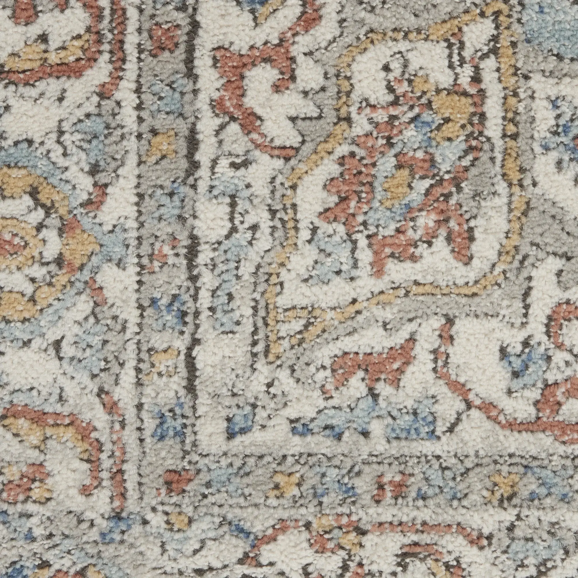 2' X 8' Ivory And Blue Oriental Power Loom Non Skid Runner Rug - Image 6
