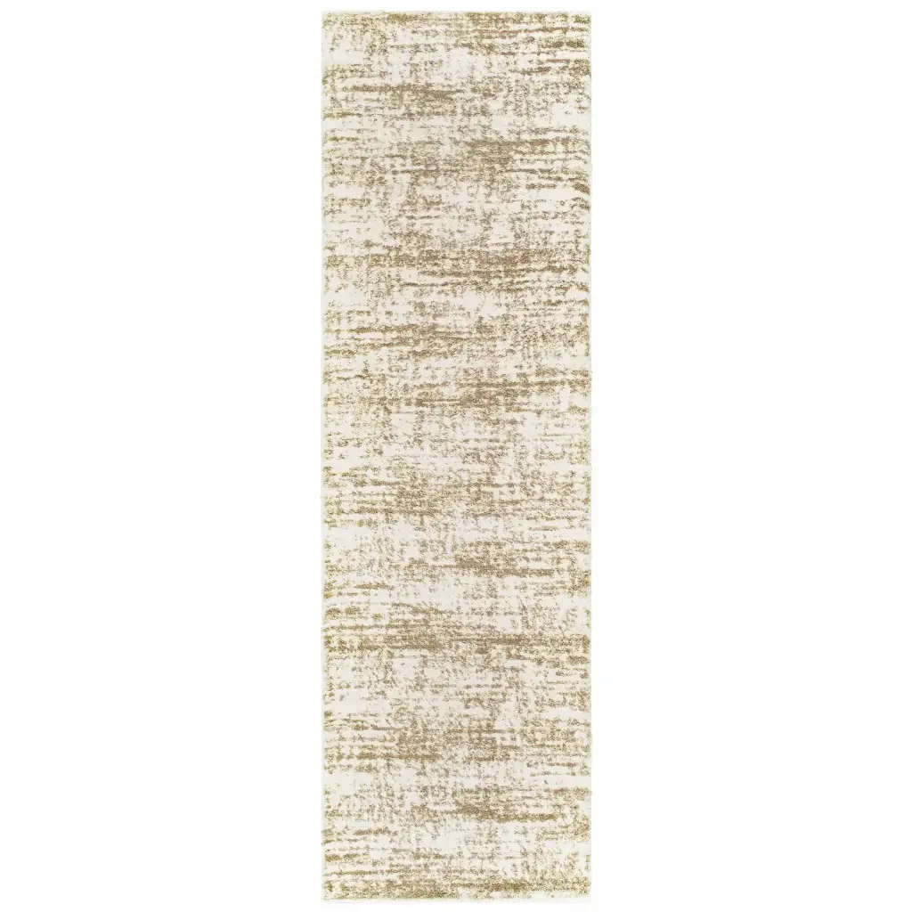 2' X 8' Ivory And Gray Abstract Strokes Runner Rug - Image 2