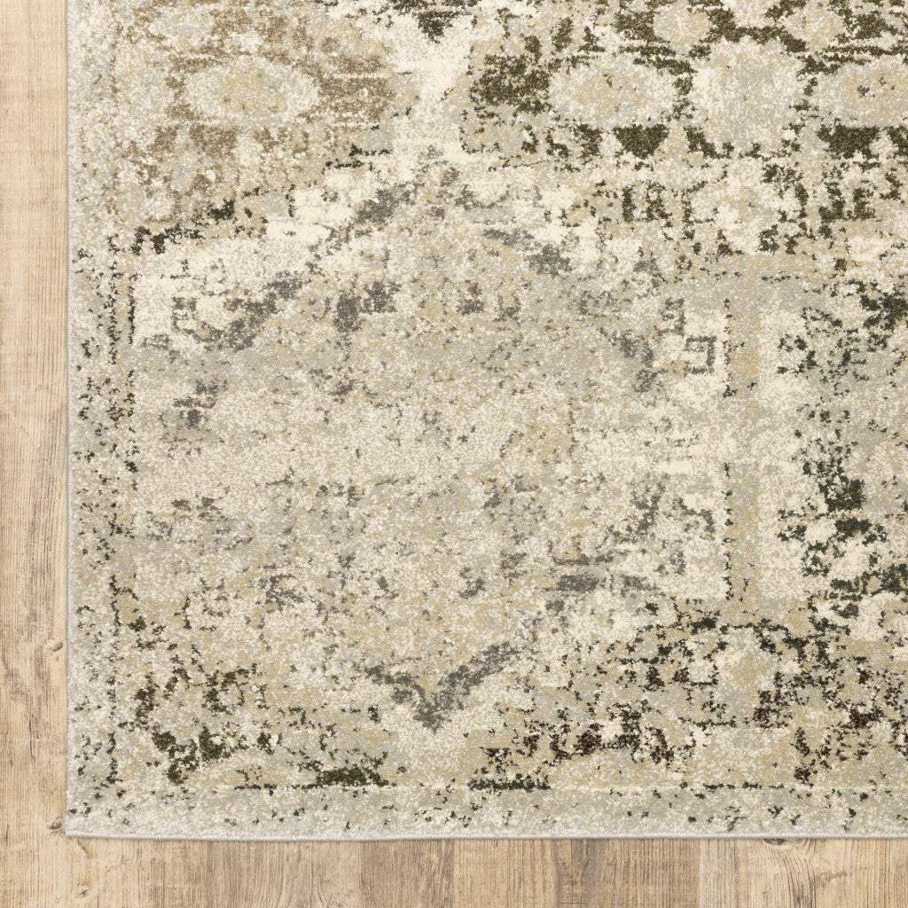 2' X 8' Ivory And Gray Floral Trellis Indoor Runner Rug - Image 3