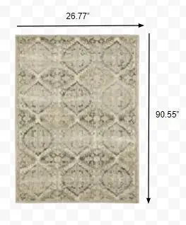 2' X 8' Ivory And Gray Floral Trellis Indoor Runner Rug - Image 4