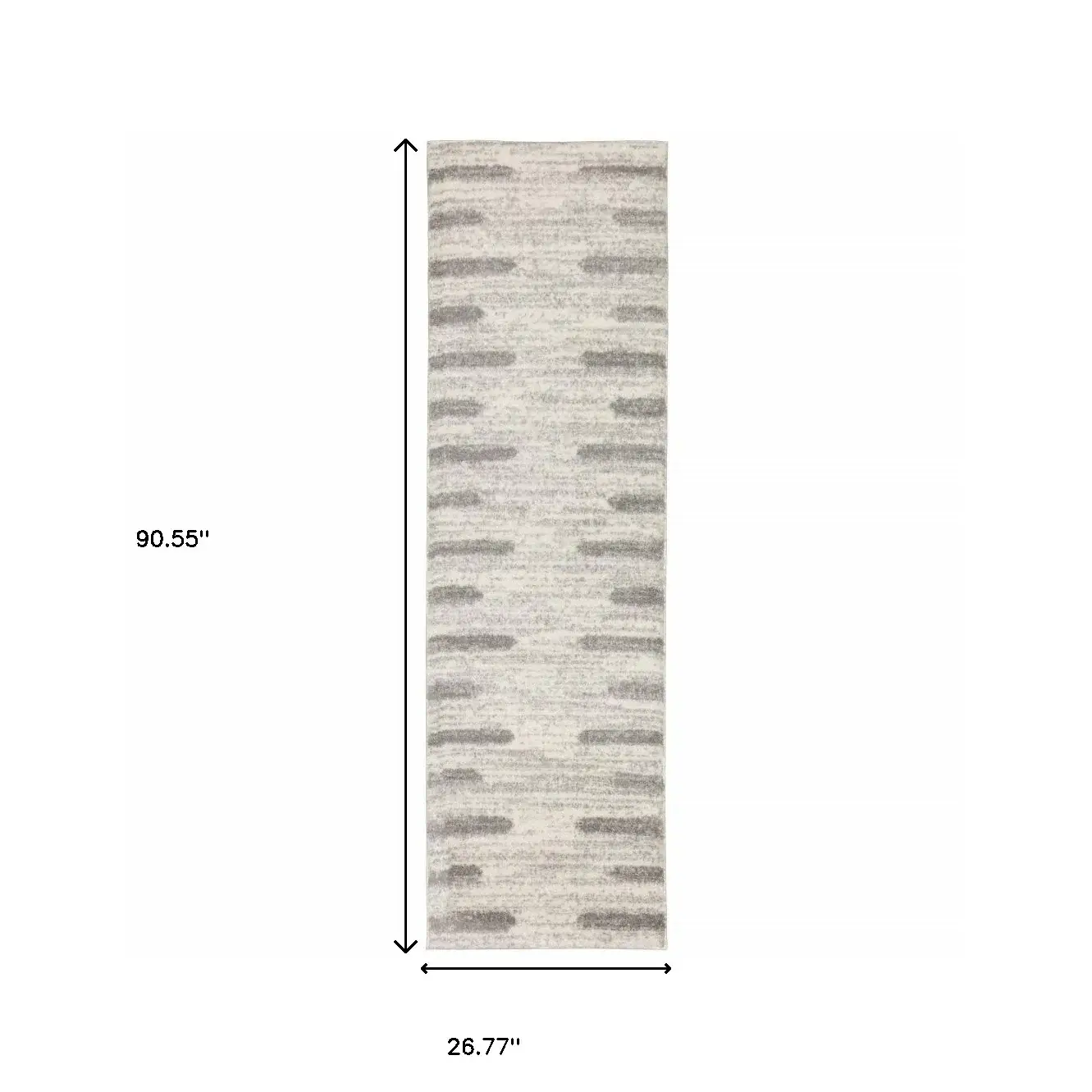 2' X 8' Ivory And Grey Geometric Shag Power Loom Stain Resistant Runner Rug - Image 3