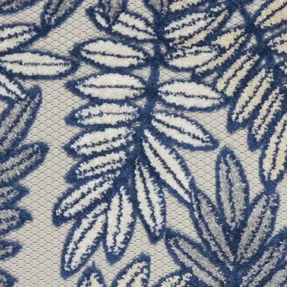 2' X 8' Ivory And Navy Floral Non Skid Indoor Outdoor Runner Rug - Image 3