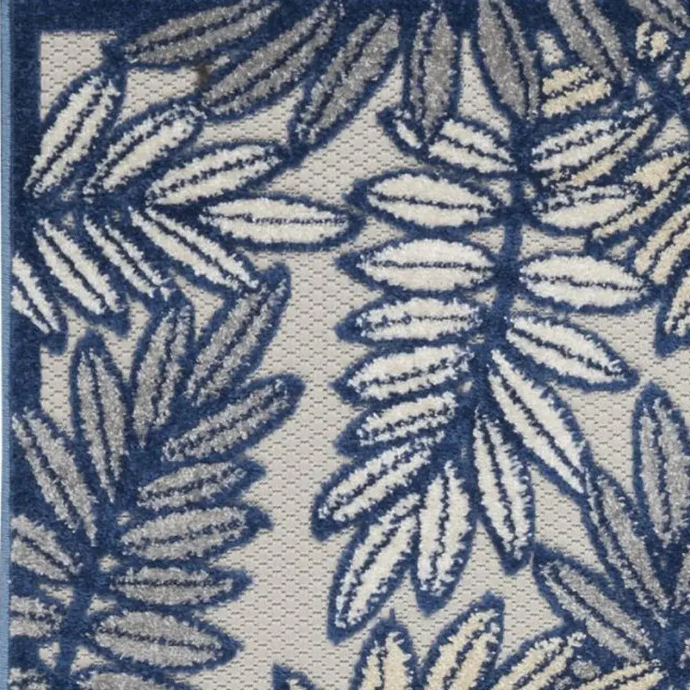 2' X 8' Ivory And Navy Floral Non Skid Indoor Outdoor Runner Rug - Image 5