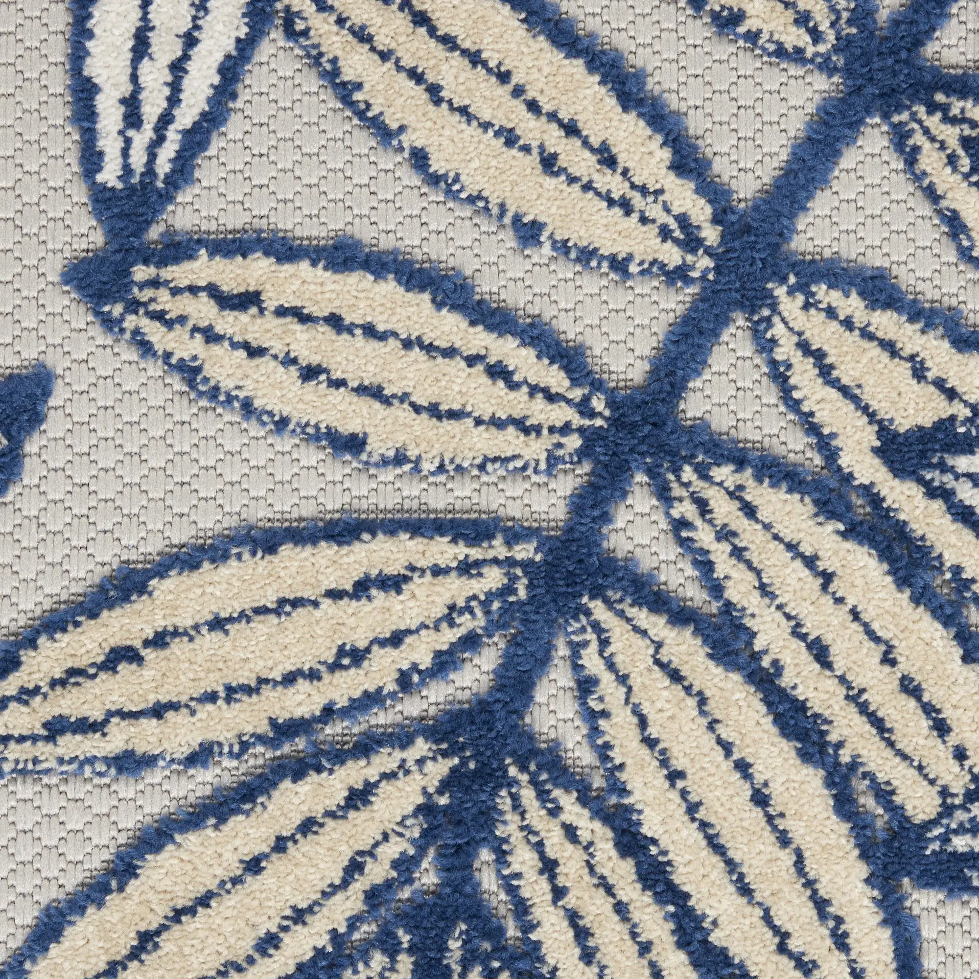 2' X 8' Ivory And Navy Floral Non Skid Indoor Outdoor Runner Rug - Image 7
