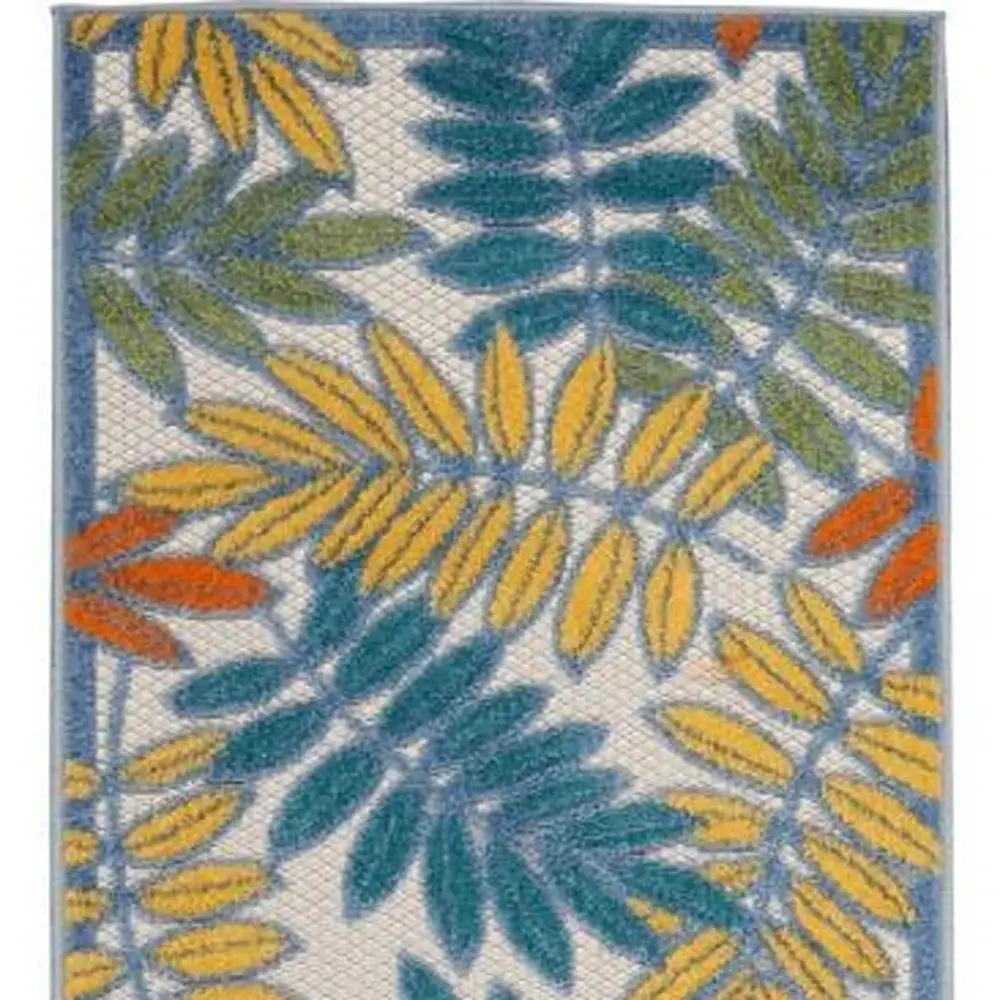 2' X 8' Ivory Floral Non Skid Indoor Outdoor Runner Rug - Image 3