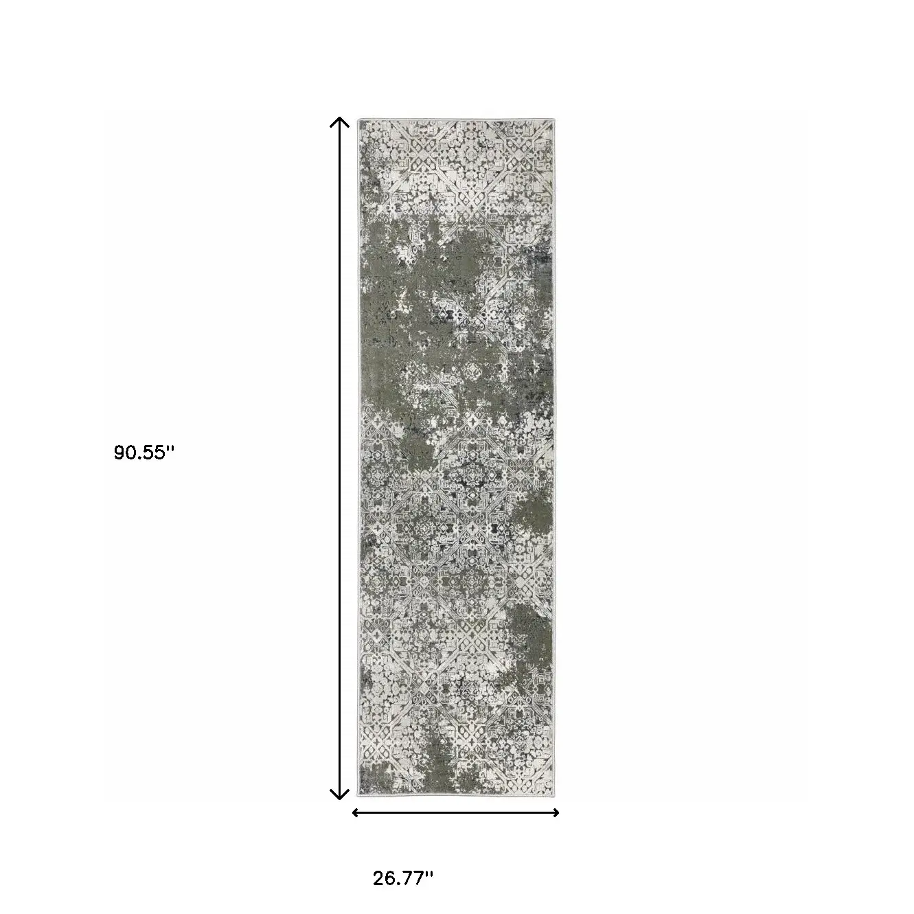2' X 8' Ivory Grey Blue And Taupe Abstract Power Loom Stain Resistant Runner Rug - Image 3
