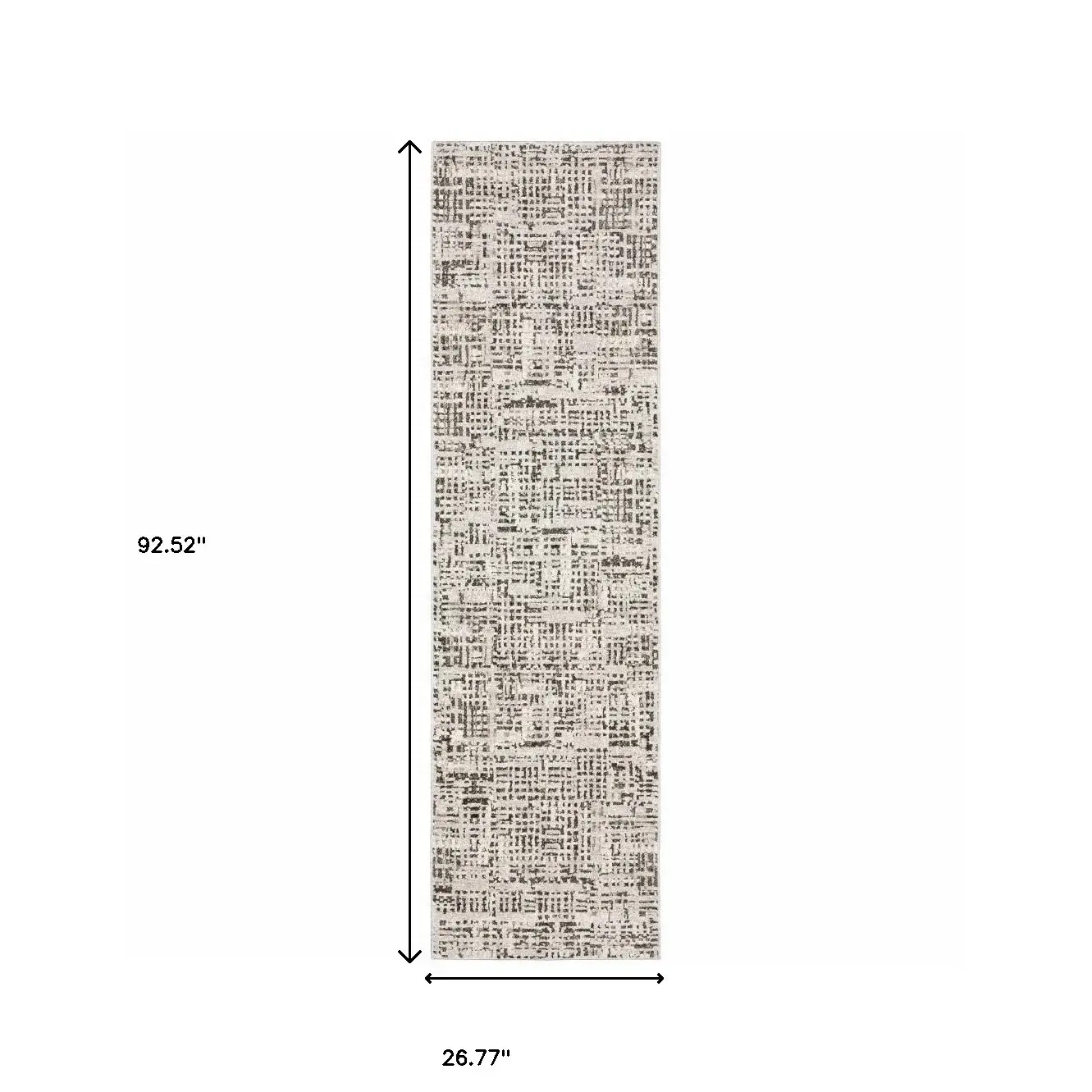 2' X 8' Ivory Grey Charcoal Brown And Beige Abstract Power Loom Stain Resistant Runner Rug - Image 3
