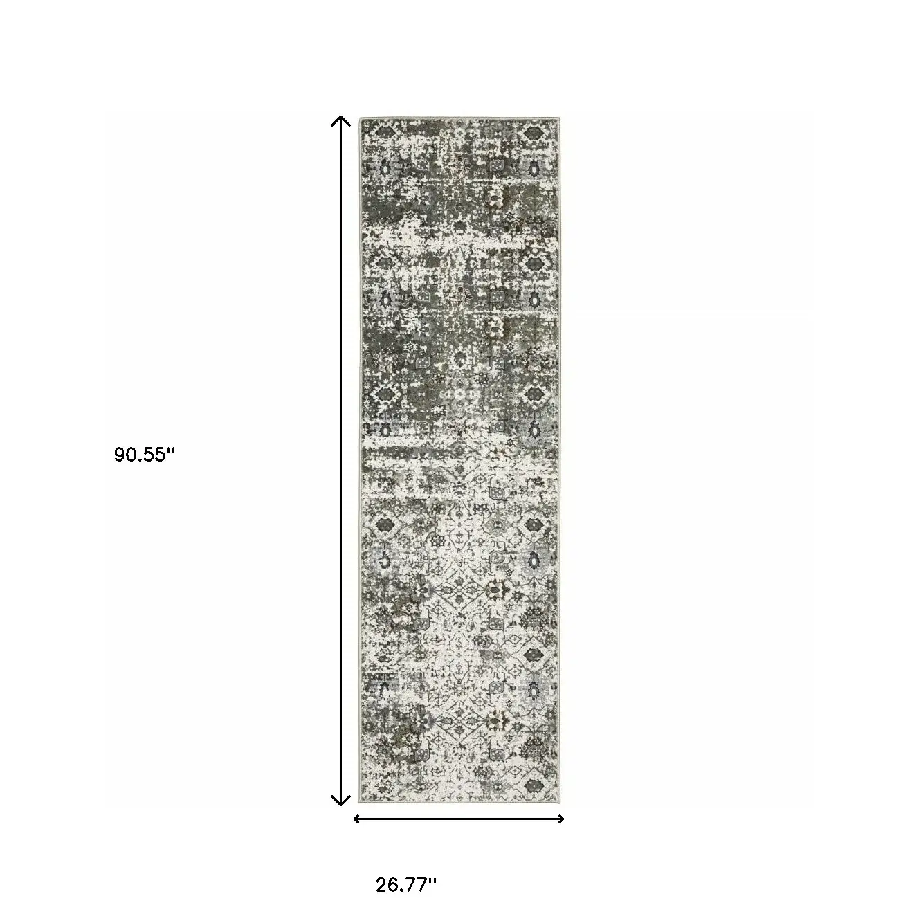 2' X 8' Ivory Grey Charcoal Rust Gold And Brown Oriental Power Loom Stain Resistant Runner Rug - Image 3