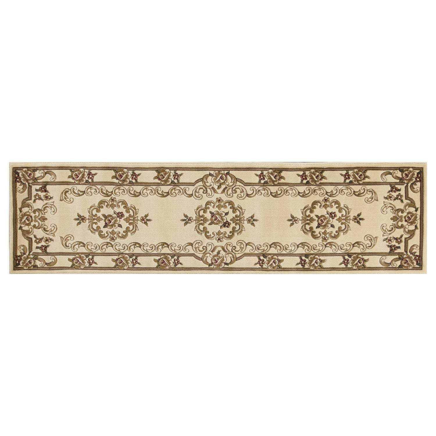 2' X 8' Ivory Medallion Runner Rug - Image 3