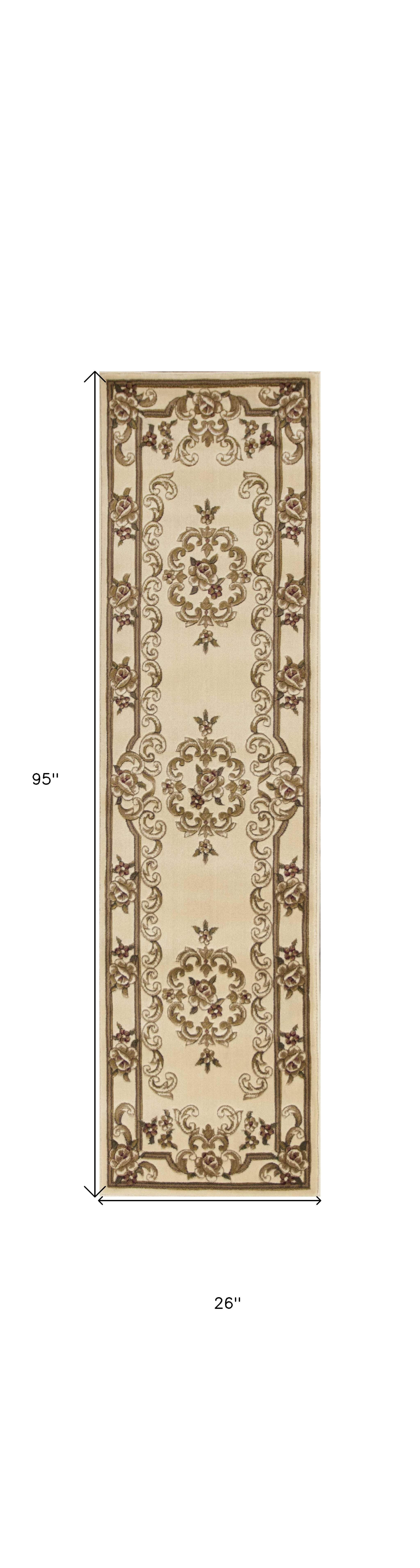 2' X 8' Ivory Medallion Runner Rug - Image 7