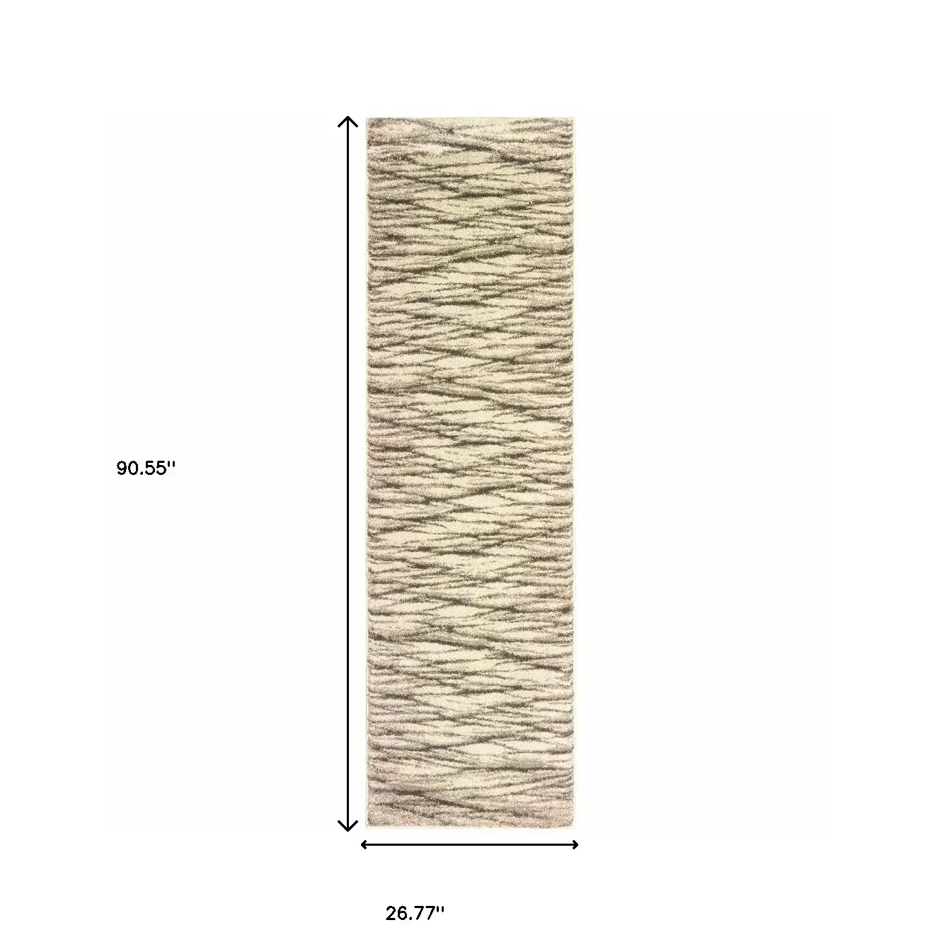 2' X 8' Ivory Sand And Ash Abstract Power Loom Stain Resistant Runner Rug - Image 3