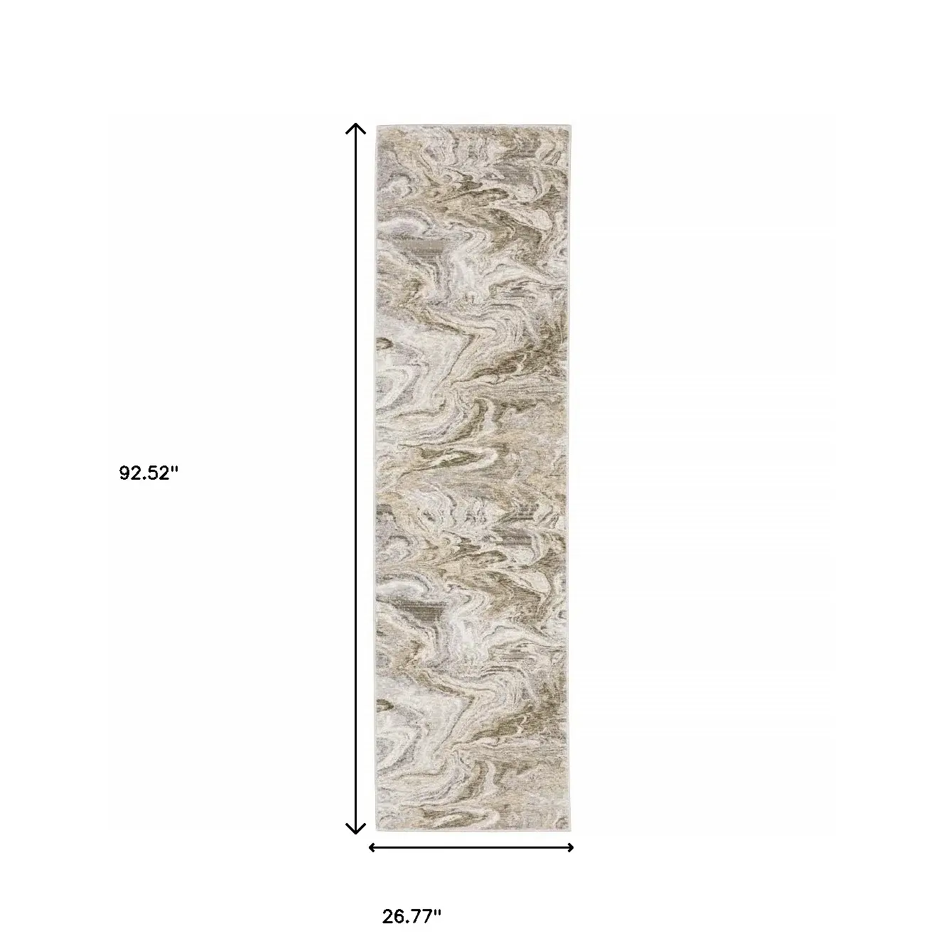 2' X 8' Ivory Tan Beige Grey And Brown Abstract Power Loom Stain Resistant Runner Rug - Image 3