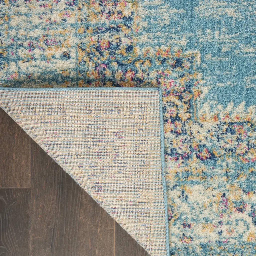 2' X 8' Light Blue Distressed Medallion Runner Rug - Image 3