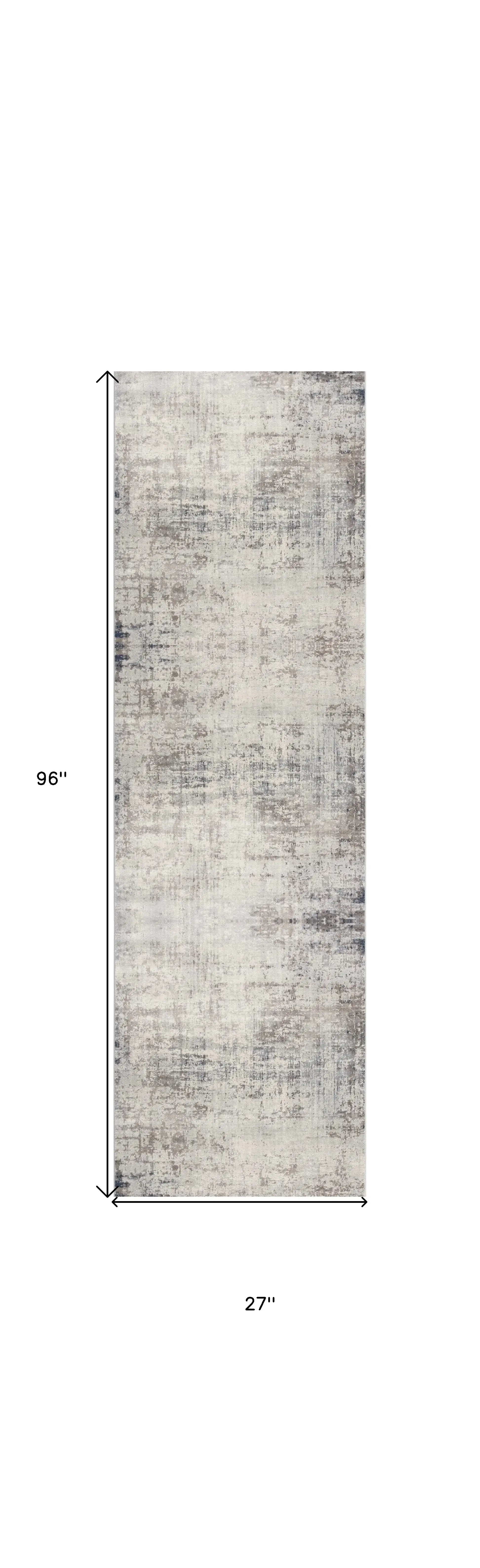 2' X 8' Navy Blue Distressed Striations Runner Rug - Image 3