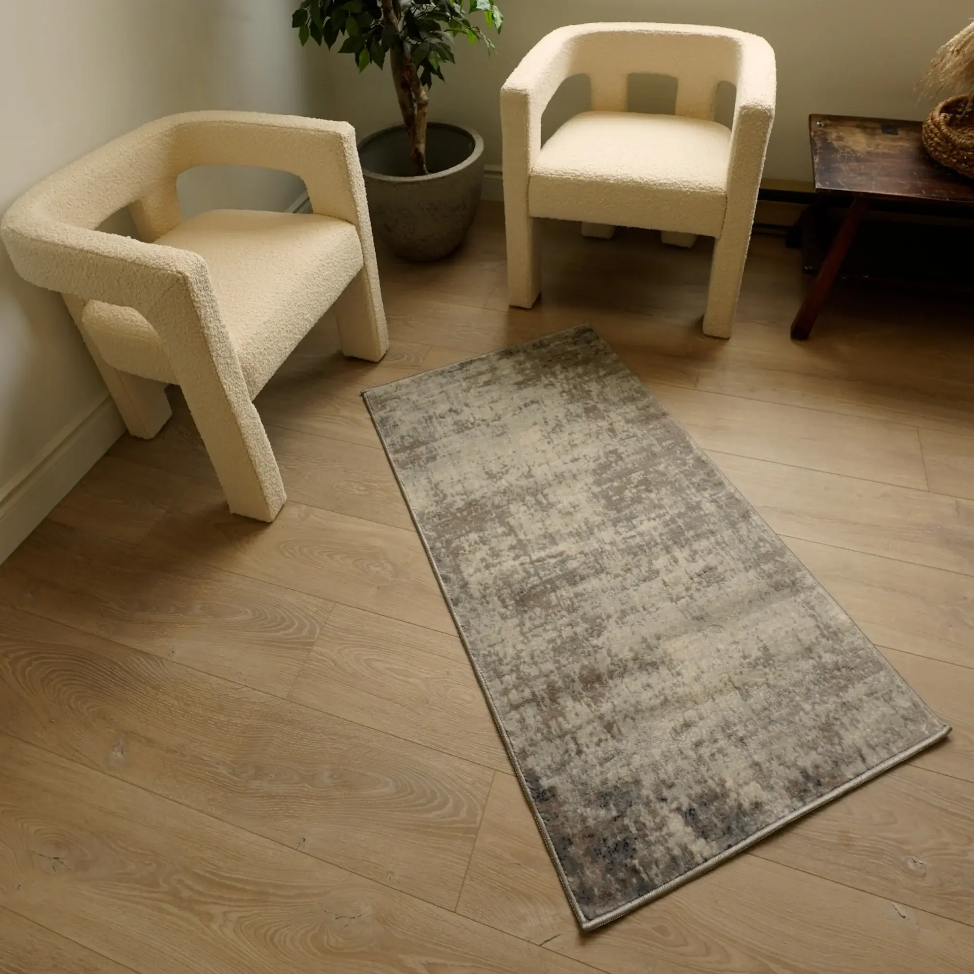 2' X 8' Navy Blue Distressed Striations Runner Rug - Image 6
