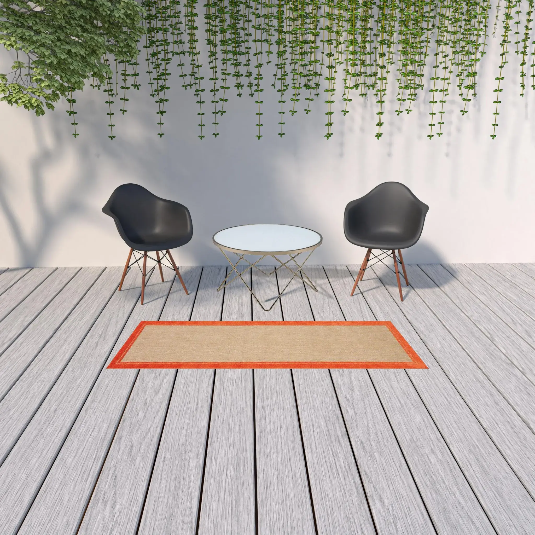 2' X 8' Orange Stain Resistant Indoor Outdoor Area Rug - Image 2