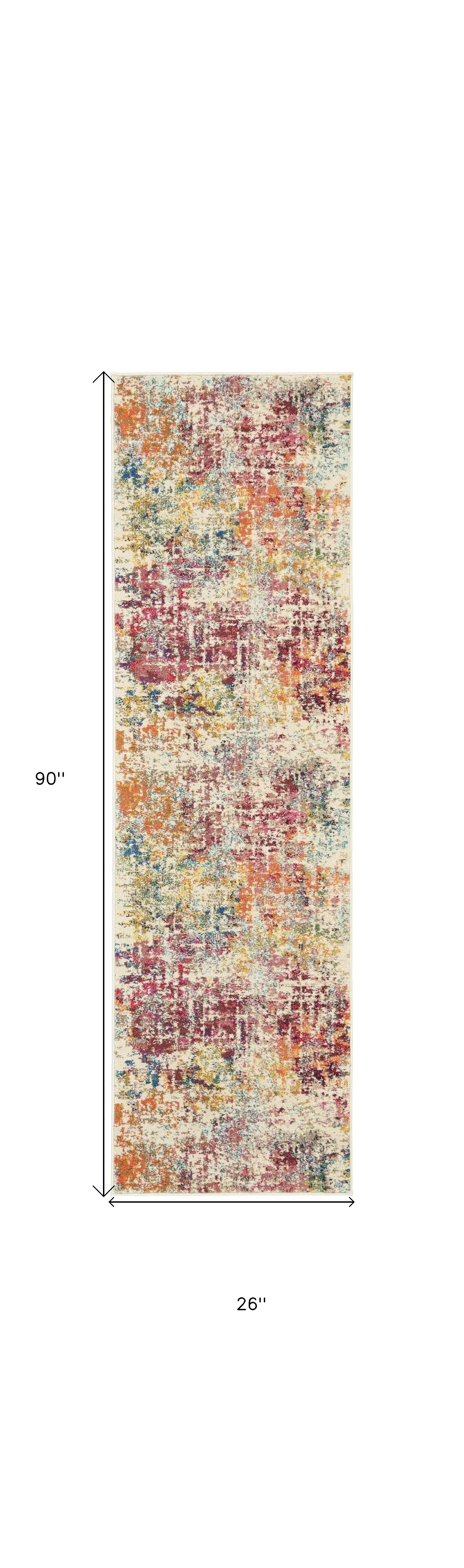 2' X 8' Pink Abstract Power Loom Distressed Non Skid Runner Rug - Image 5