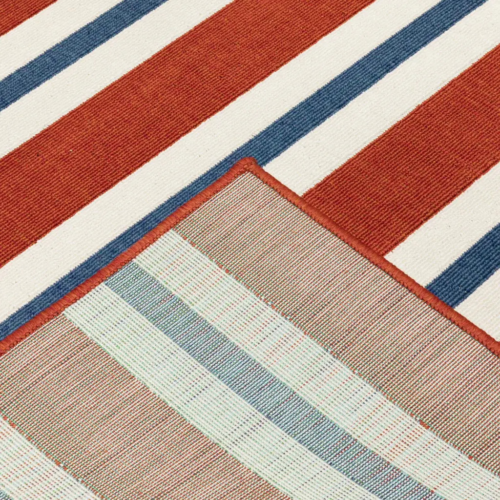 2' X 8' Red and Ivory Geometric Stain Resistant Indoor Outdoor Area Rug - Image 3
