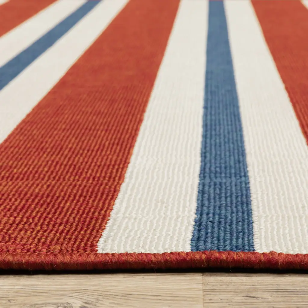 2' X 8' Red and Ivory Geometric Stain Resistant Indoor Outdoor Area Rug - Image 4