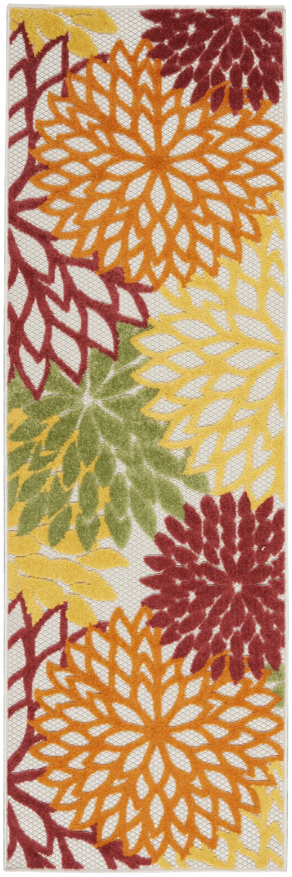 2' X 8' Red Floral Non Skid Indoor Outdoor Runner Rug