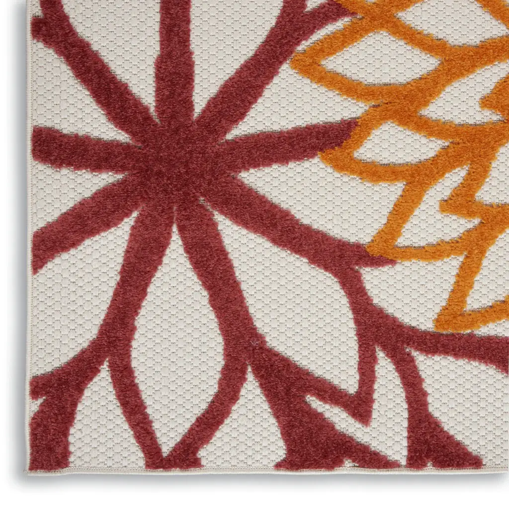 2' X 8' Red Floral Non Skid Indoor Outdoor Runner Rug - Image 5