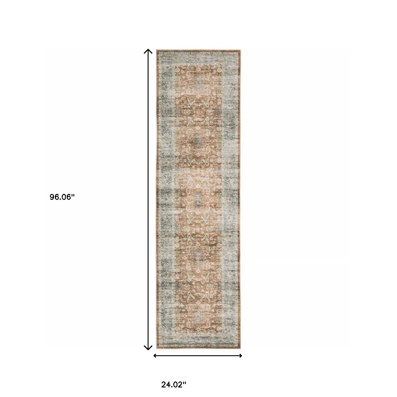 2' X 8' Rust Blue Ivory And Gold Oriental Printed Stain Resistant Non Skid Runner Rug - Image 3