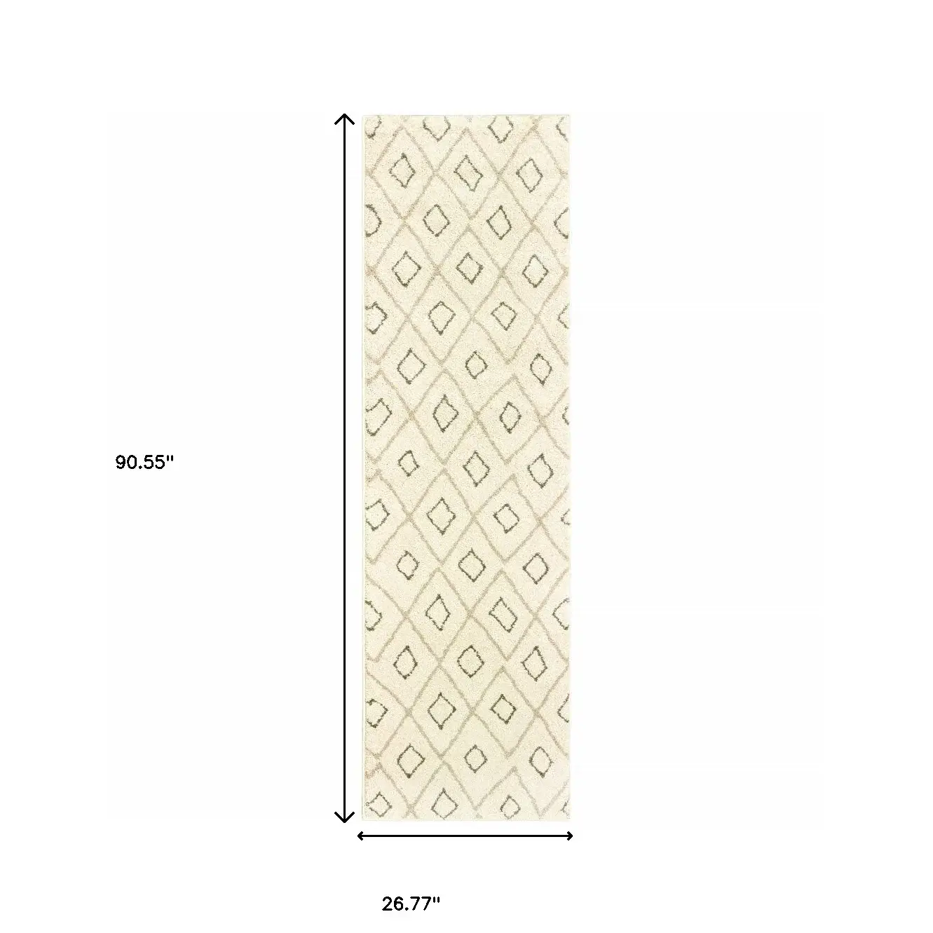 2' X 8' Sand Ash Grey And Ivory Geometric Power Loom Stain Resistant Runner Rug - Image 3