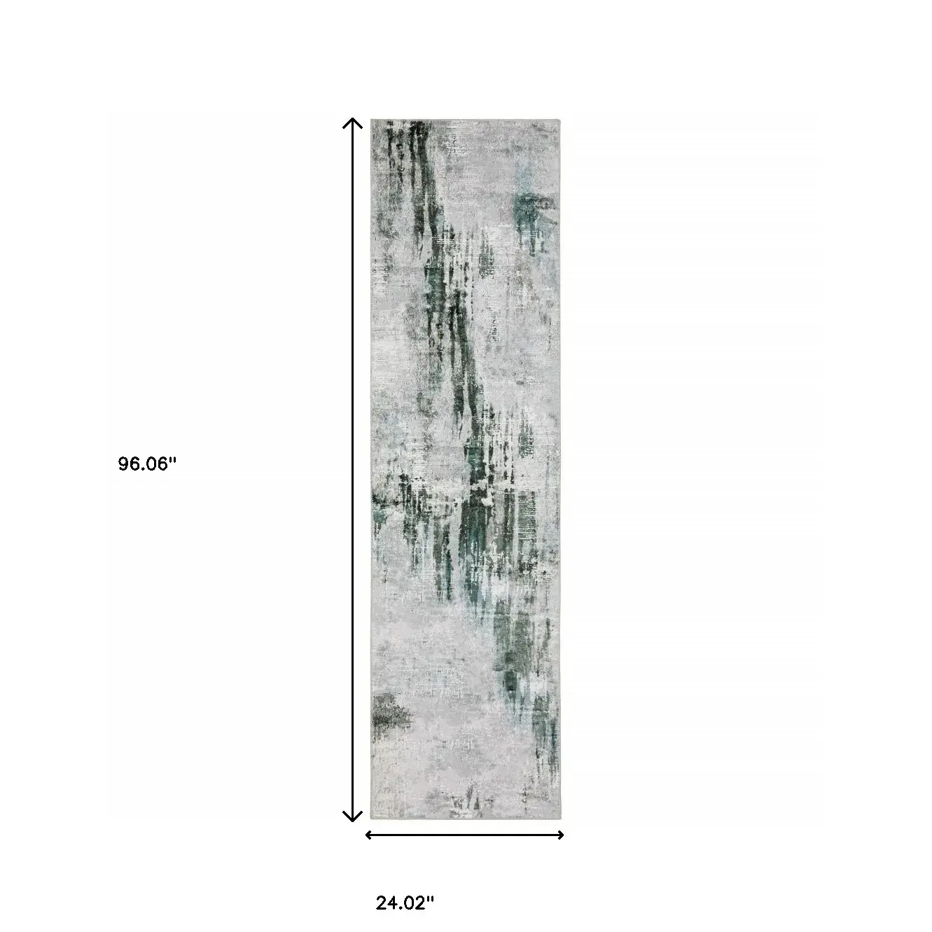 2' X 8' Silver Grey Teal Blue And Charcoal Abstract Printed Stain Resistant Non Skid Runner Rug - Image 3