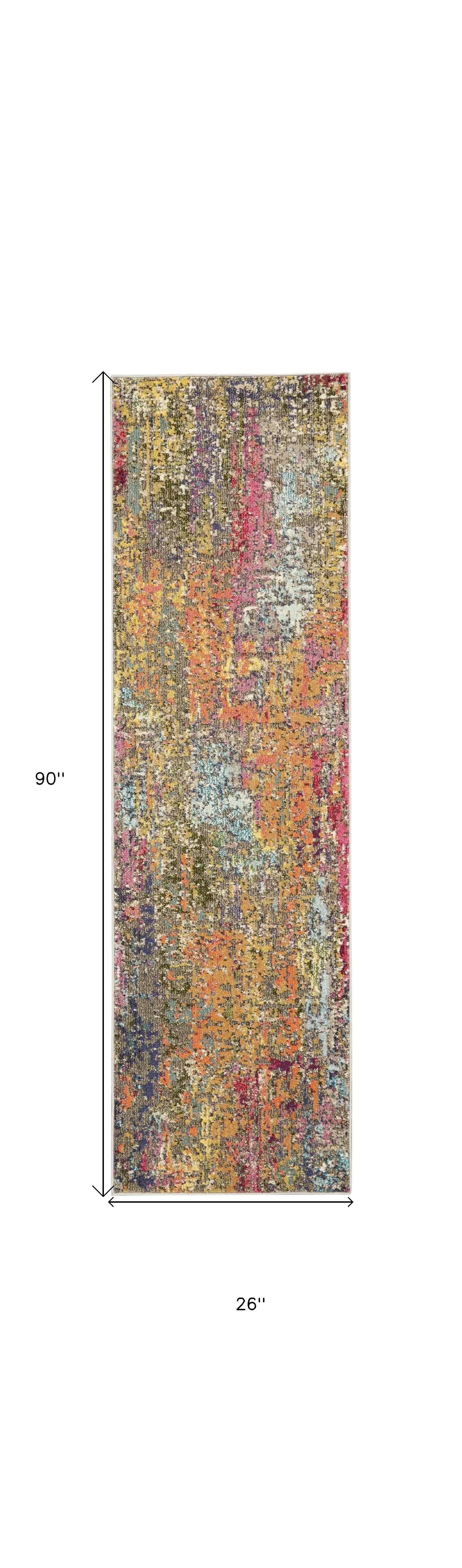 2' X 8' Sunset Abstract Power Loom Non Skid Runner Rug - Image 4