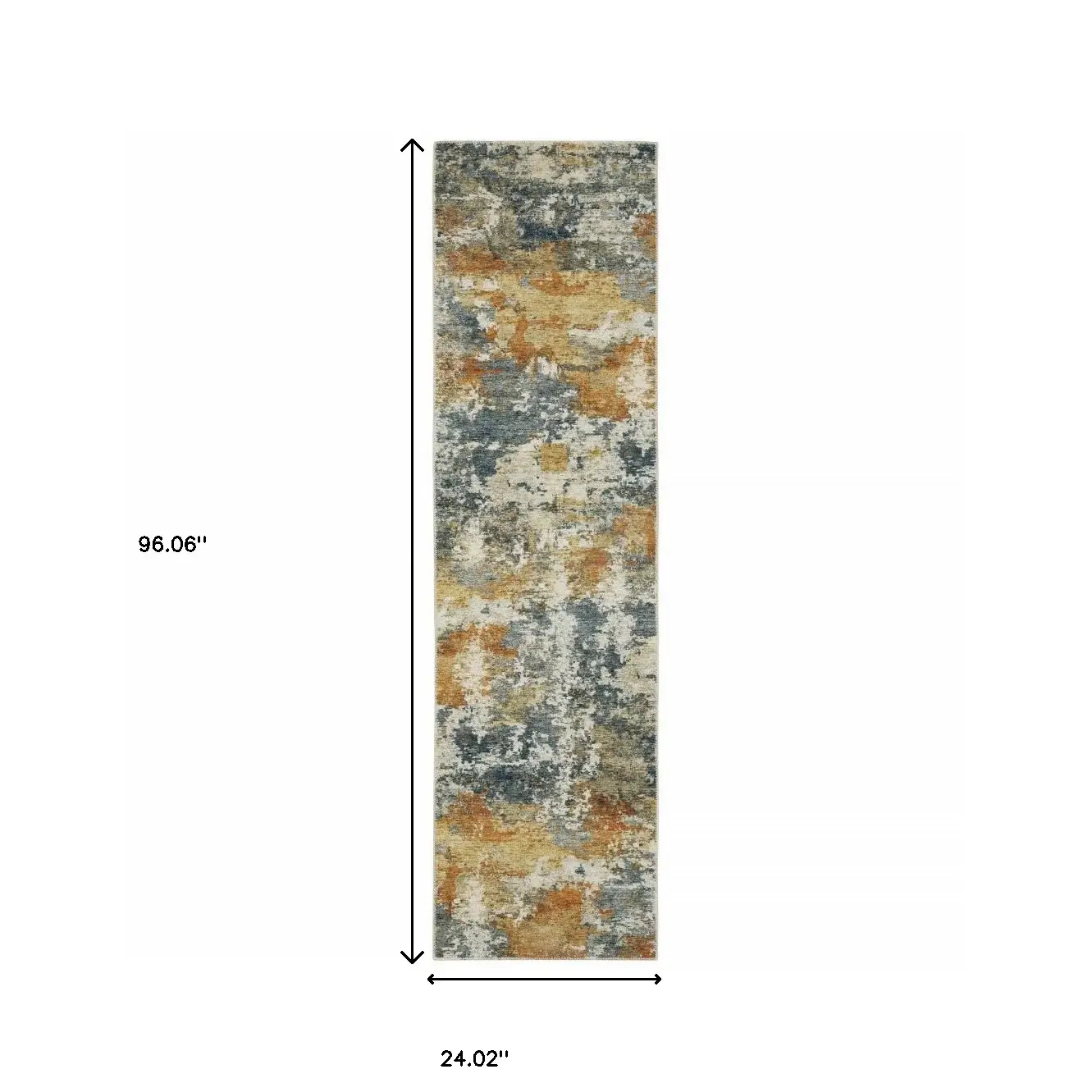 2' X 8' Teal Blue Orange Gold Grey Tan Brown And Beige Abstract Printed Stain Resistant Non Skid Runner Rug - Image 3