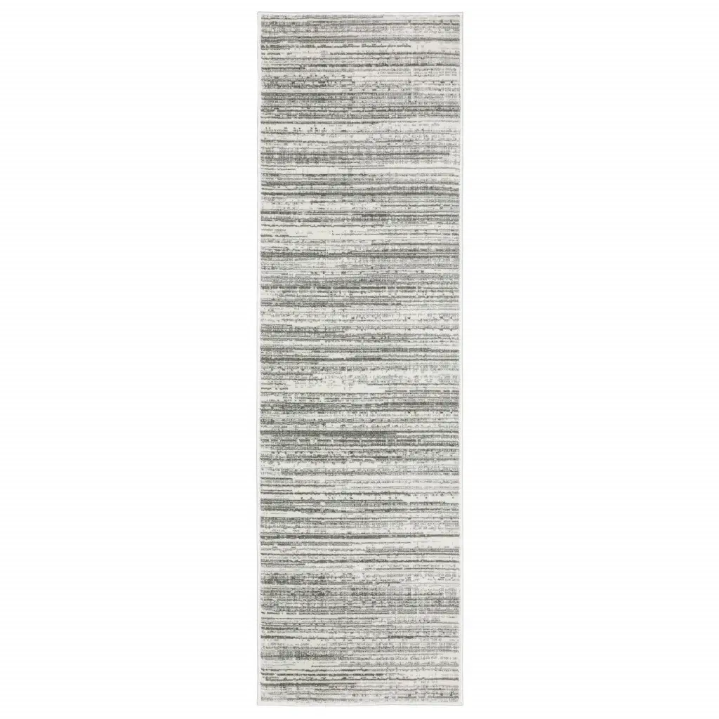 2' X 8' White And Grey Abstract Power Loom Stain Resistant Runner Rug - Image 2