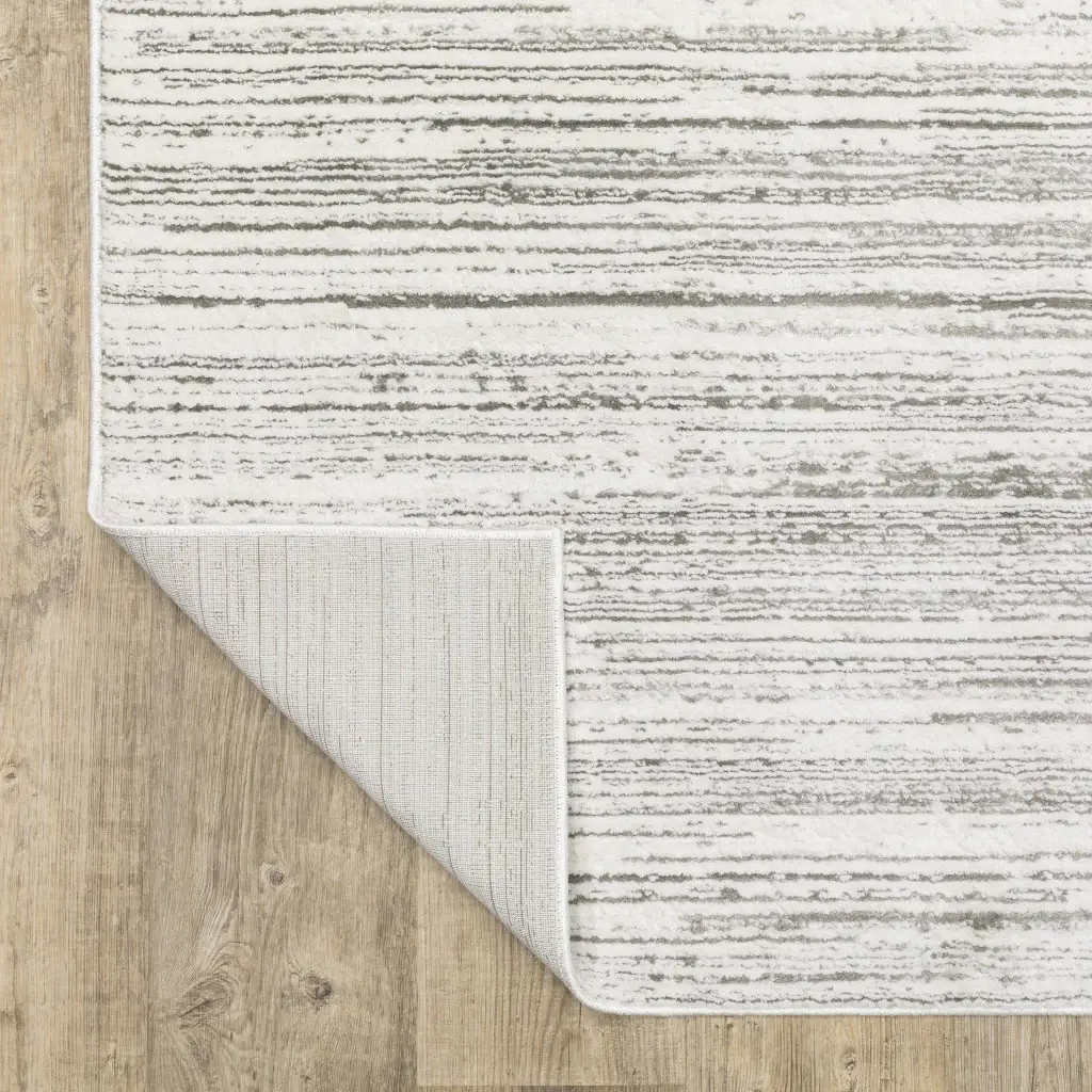 2' X 8' White And Grey Abstract Power Loom Stain Resistant Runner Rug - Image 4