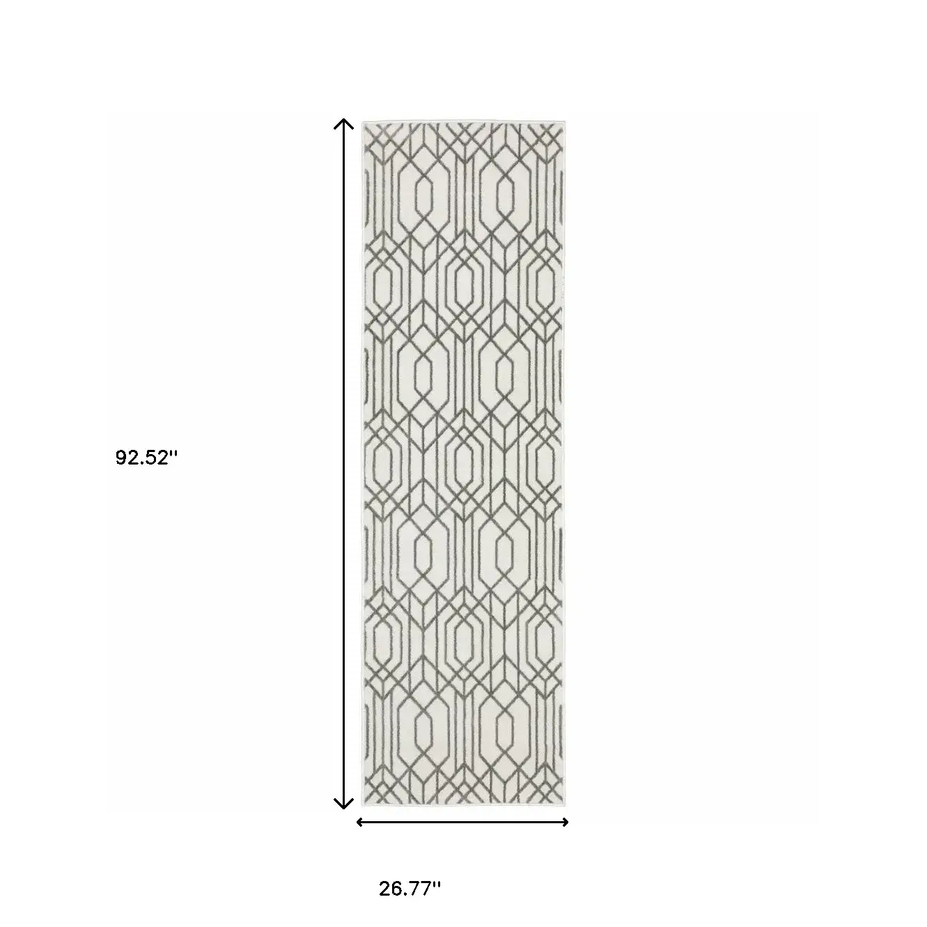 2' X 8' White And Grey Geometric Power Loom Stain Resistant Runner Rug - Image 3