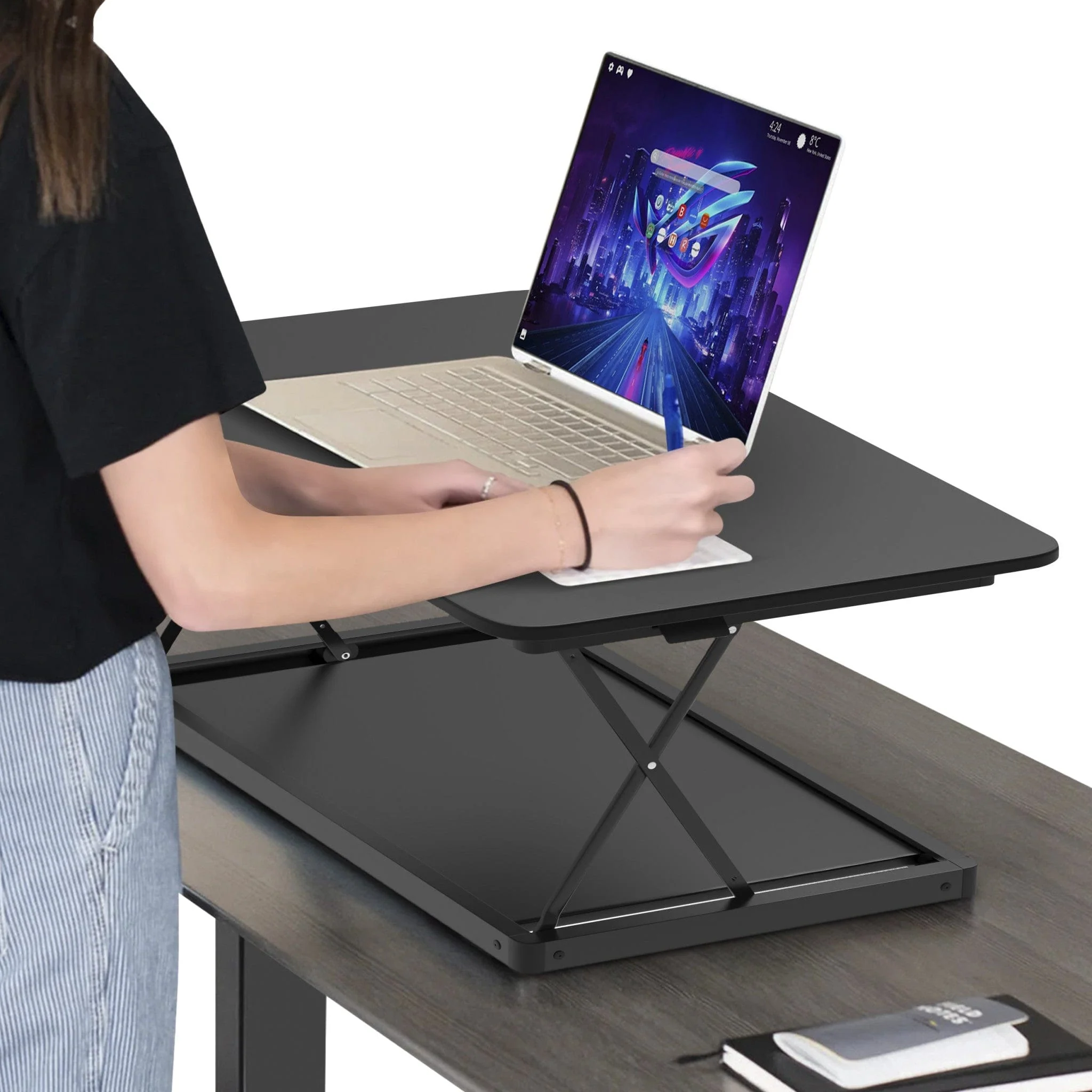 20" Adjustable Black Stainless Steel Standing Desk Converter - Image 5