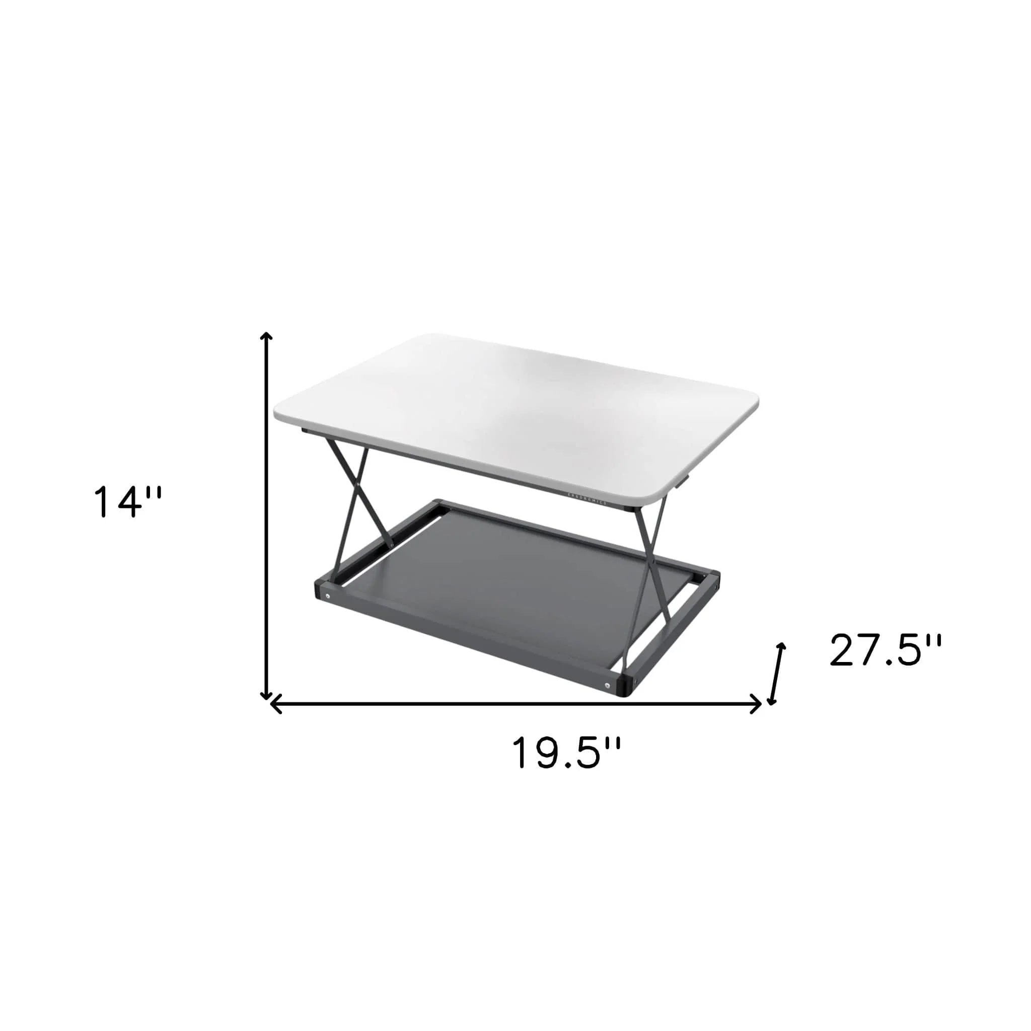 20" Adjustable White and Silver Stainless Steel Standing Desk Converter - Image 7