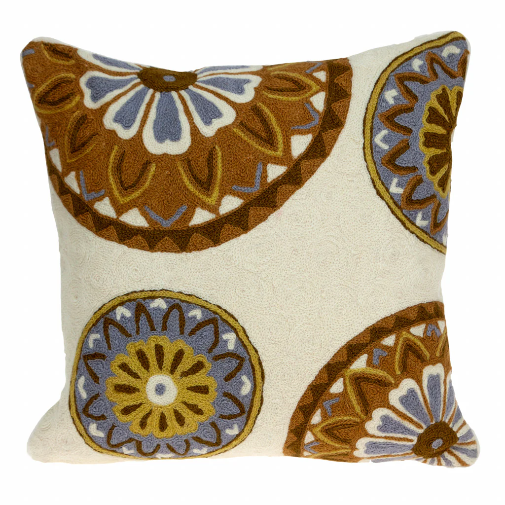 20" Beige and Brown Cotton Throw Pillow - Image 2