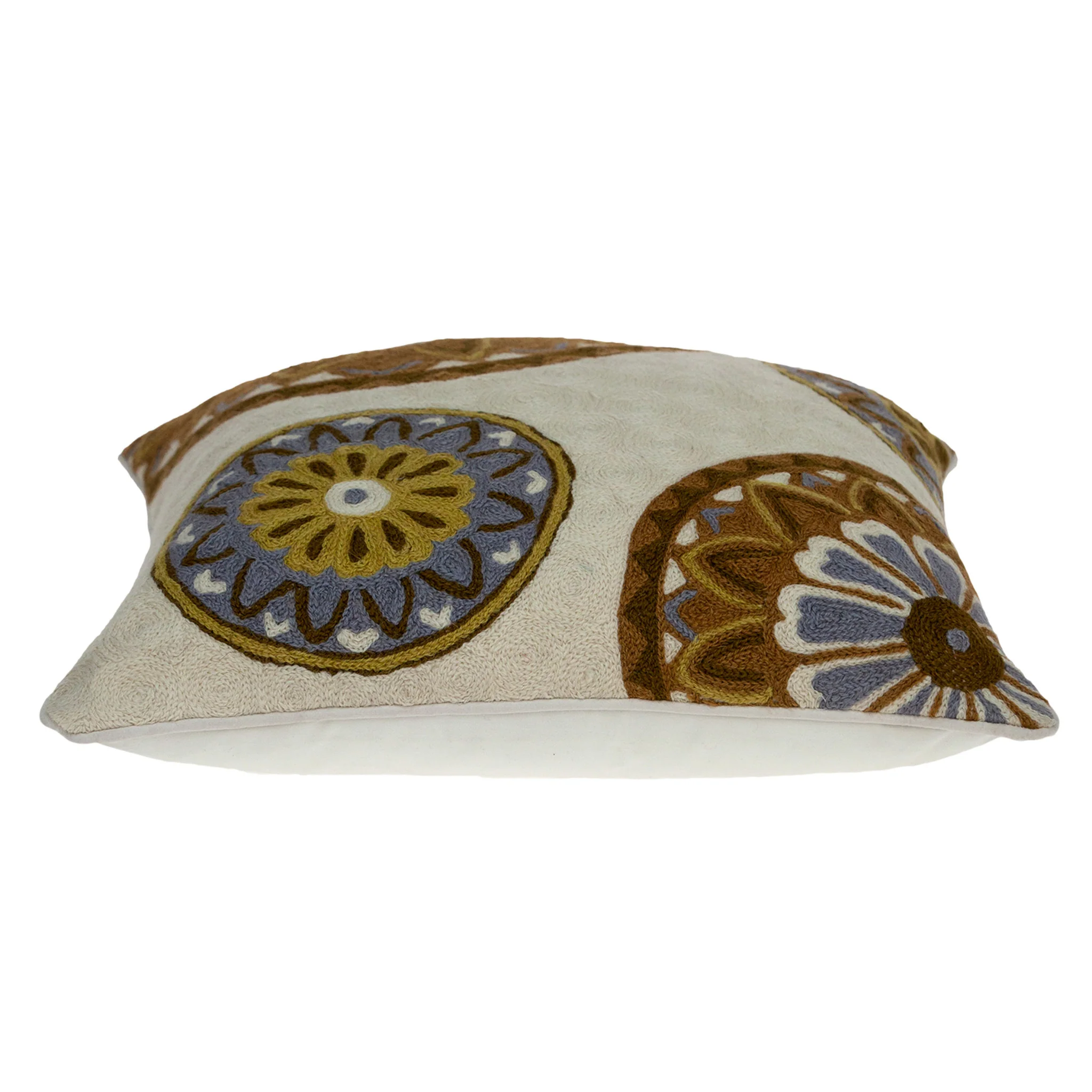 20" Beige and Brown Cotton Throw Pillow - Image 4