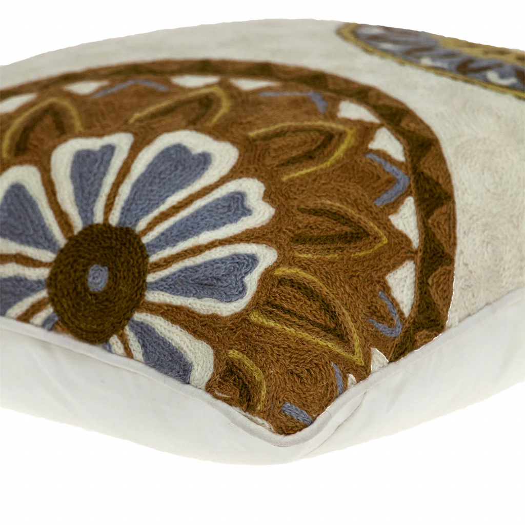 20" Beige and Brown Cotton Throw Pillow - Image 6