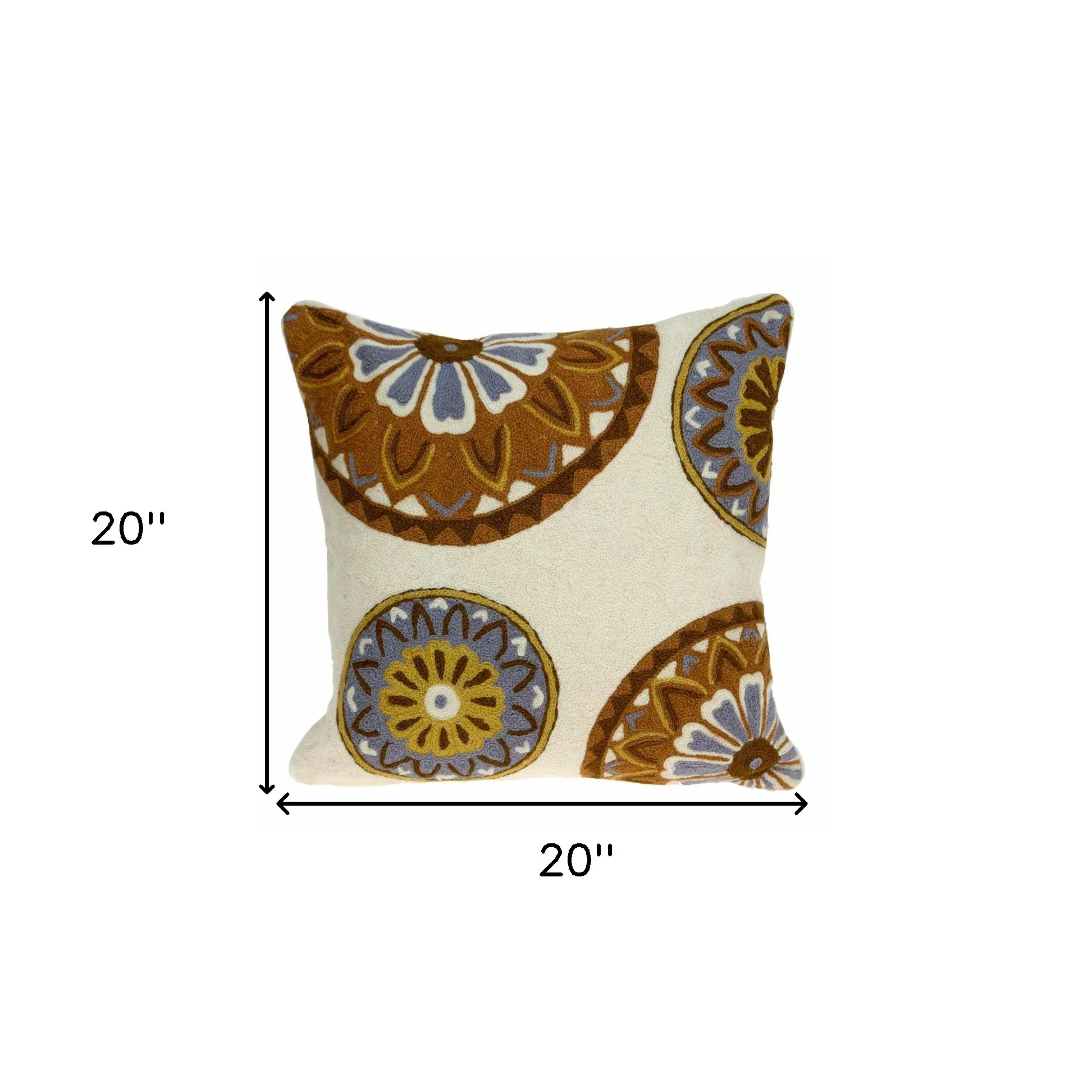 20" Beige and Brown Cotton Throw Pillow - Image 7
