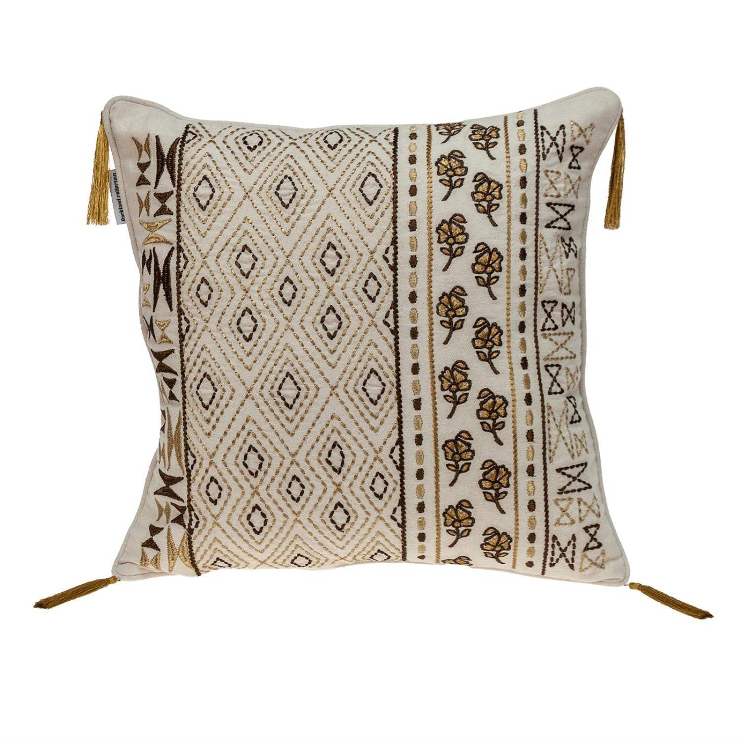 20" Beige Cotton Blend Throw Pillow - Image 2