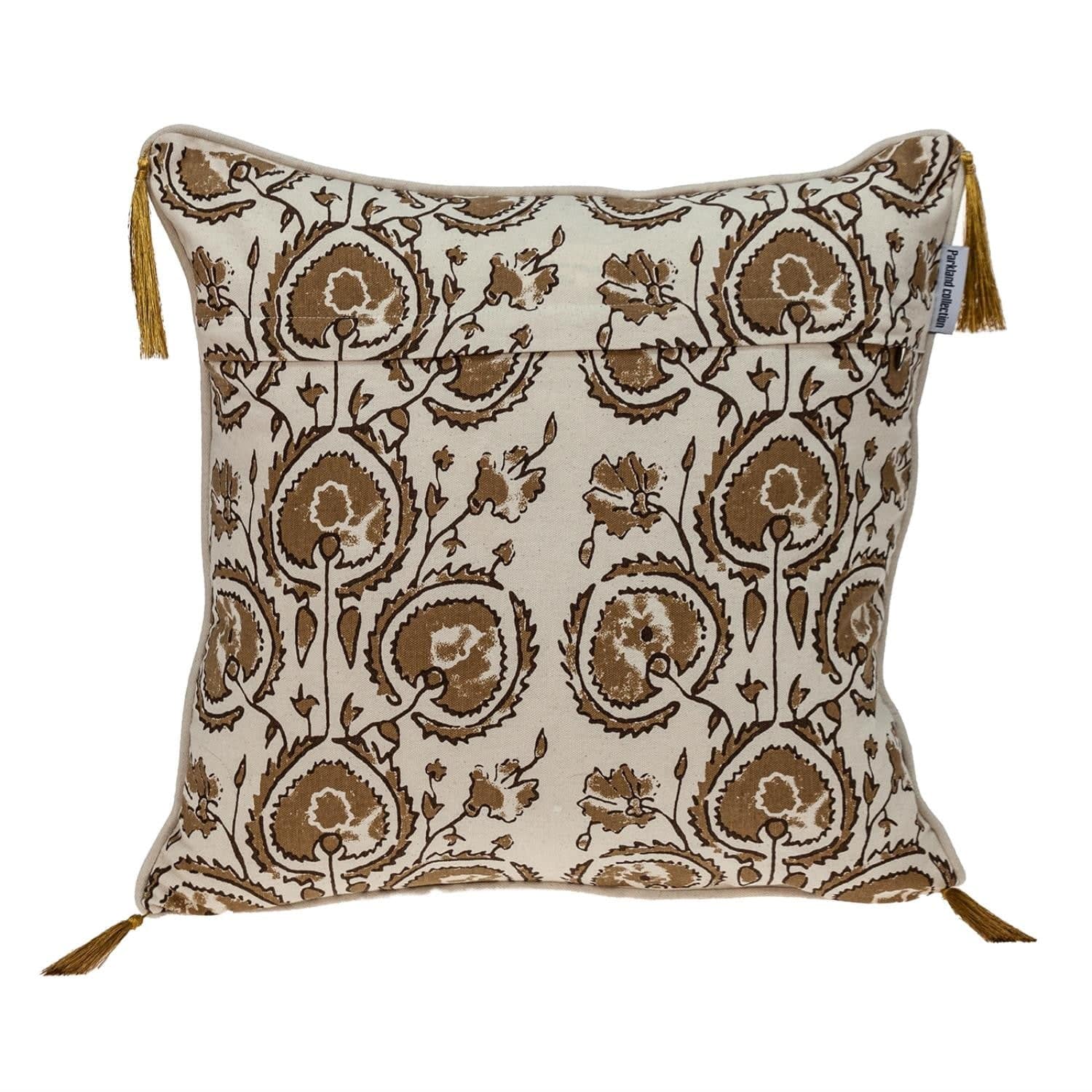 20" Beige Cotton Blend Throw Pillow - Image 3