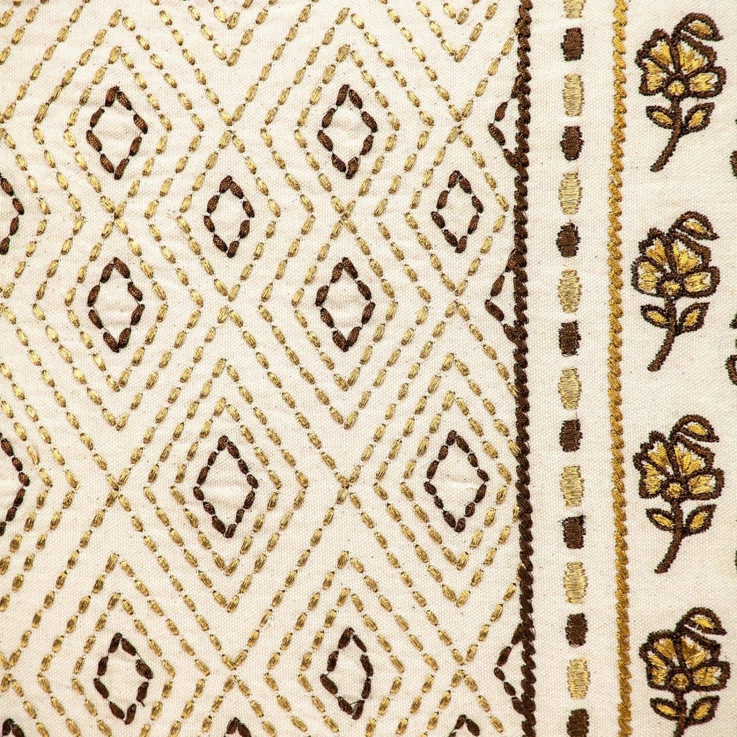 20" Beige Cotton Blend Throw Pillow - Image 6
