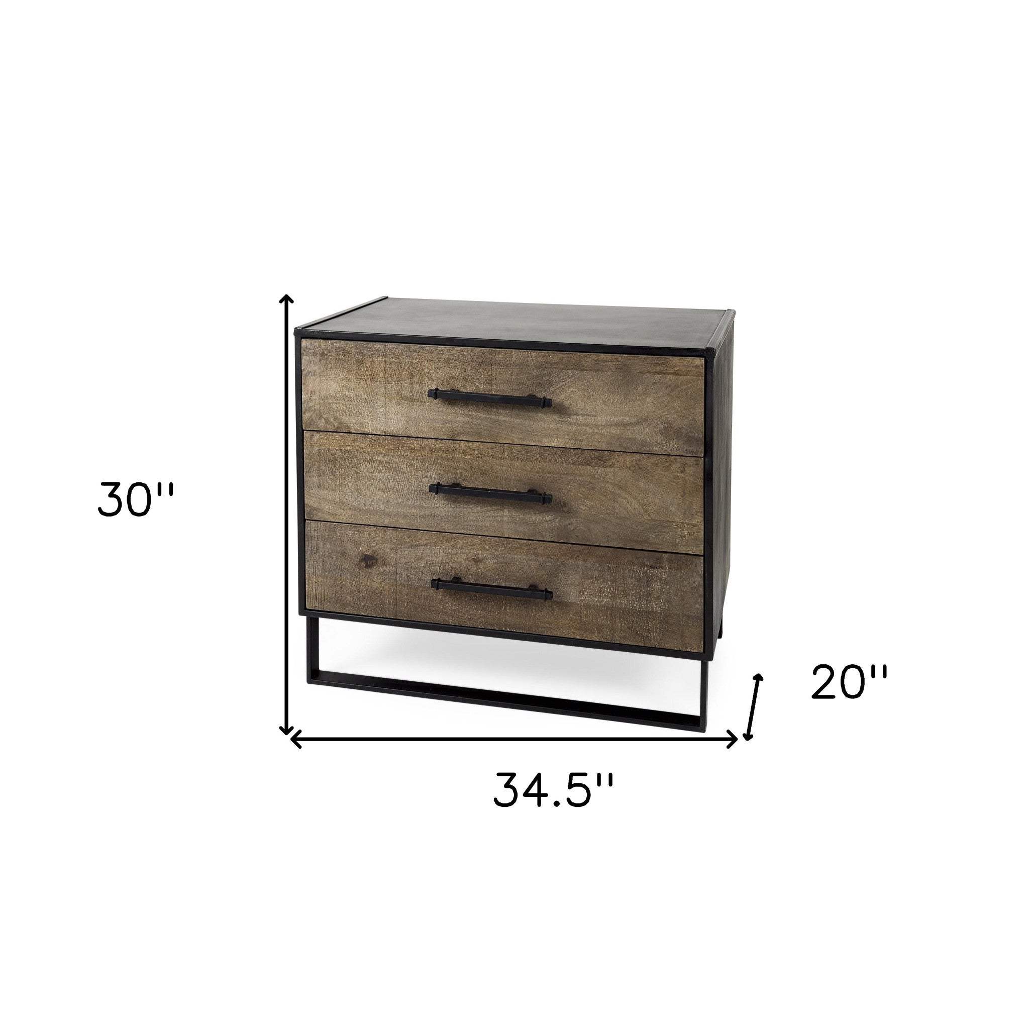 20" Black Accent Cabinet With Three Drawers - Image 8