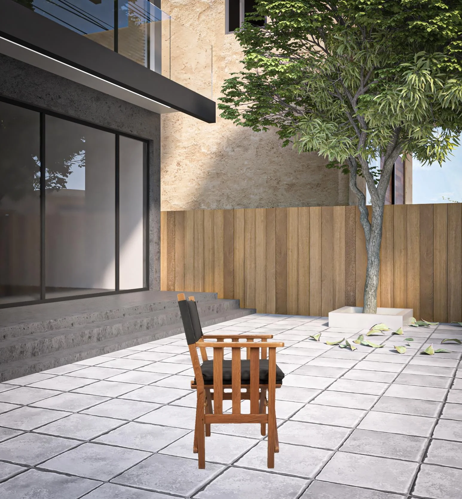 20" Black and Natural Wood Solid Wood Indoor Outdoor Director Chair with Black Cushion - Image 3